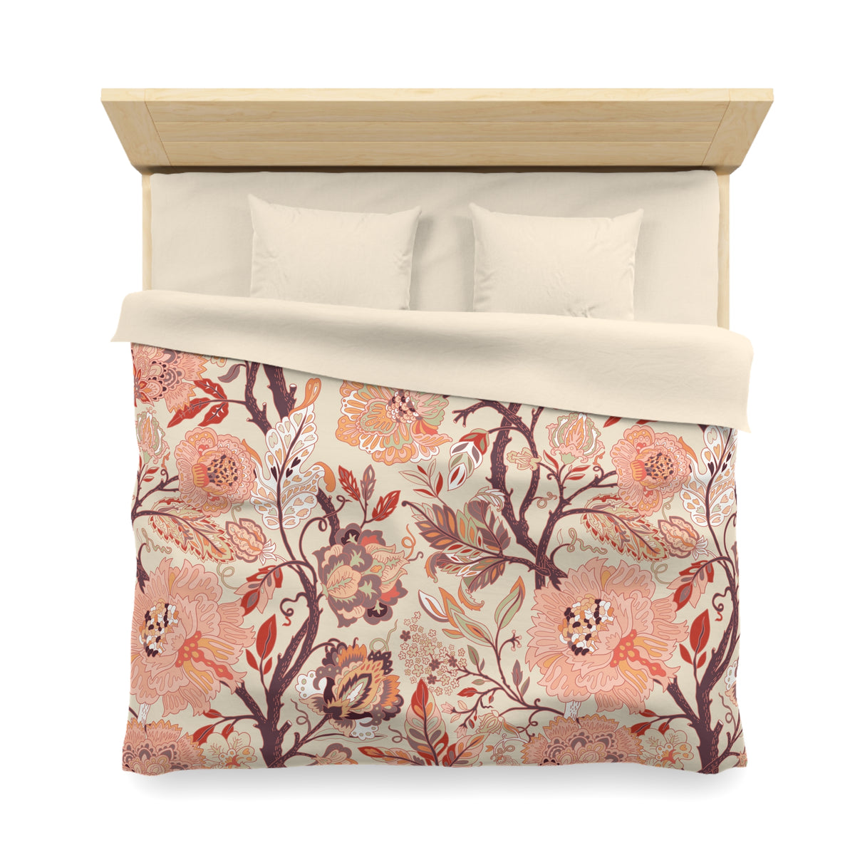 Jacobean Floral Duvet Cover | Peach Terracotta Plum Cream