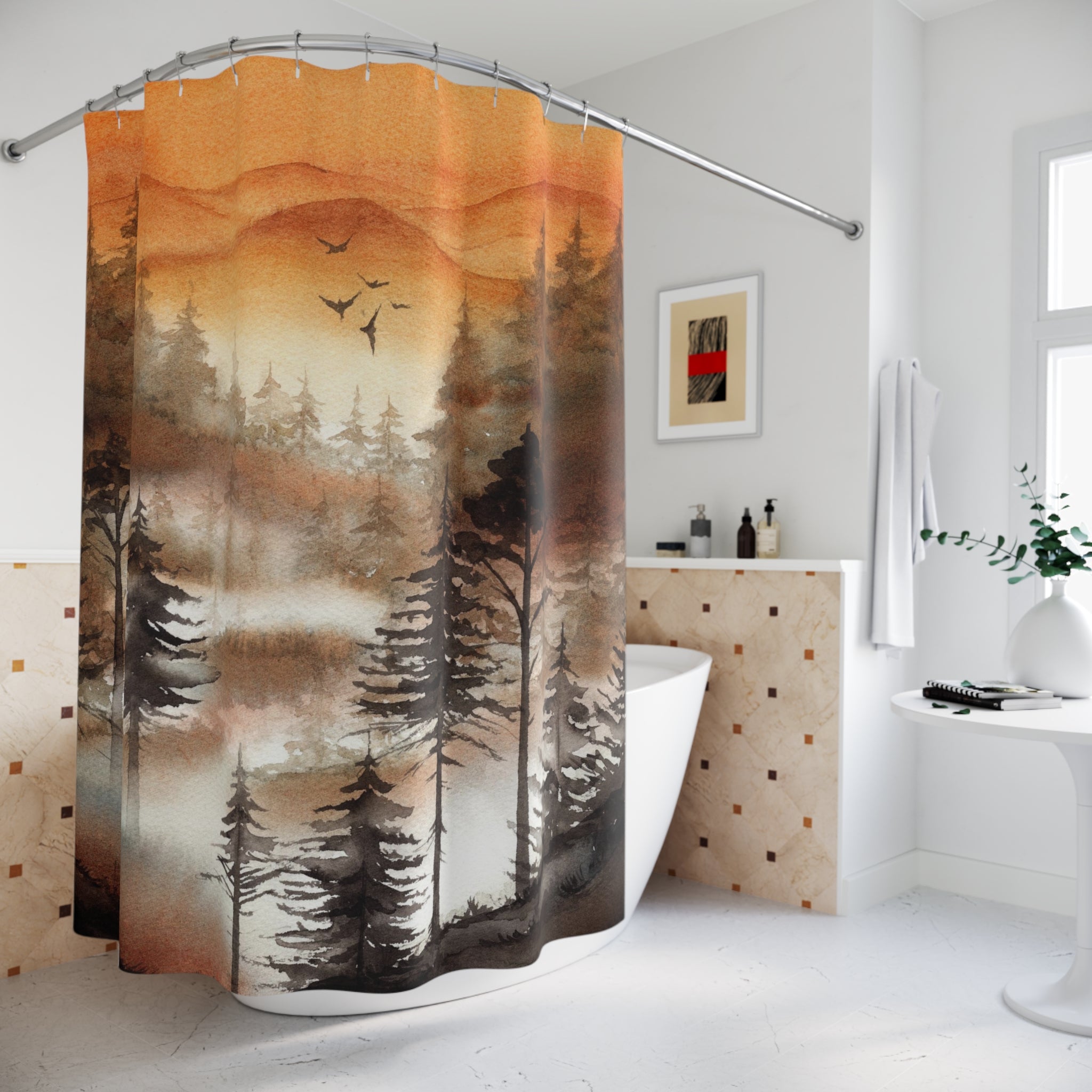 Boho Shower Curtain | Mountain Forest Nature