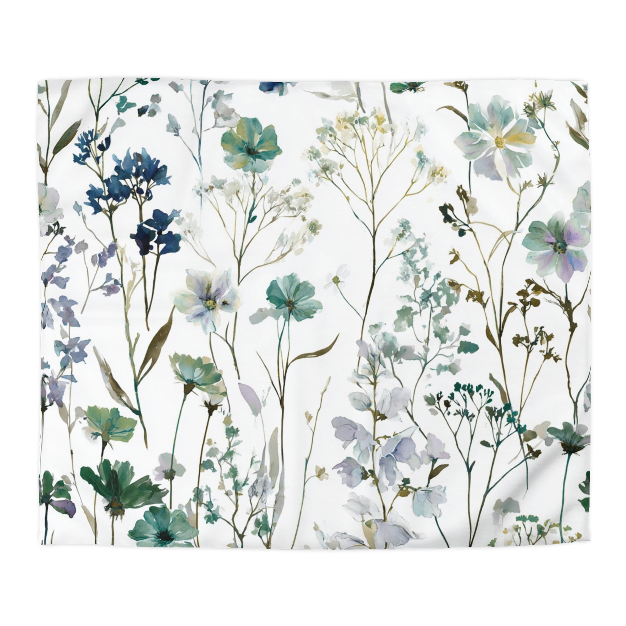 Floral Modern Duvet, Pillow Cover | White Green Bedroom Decor