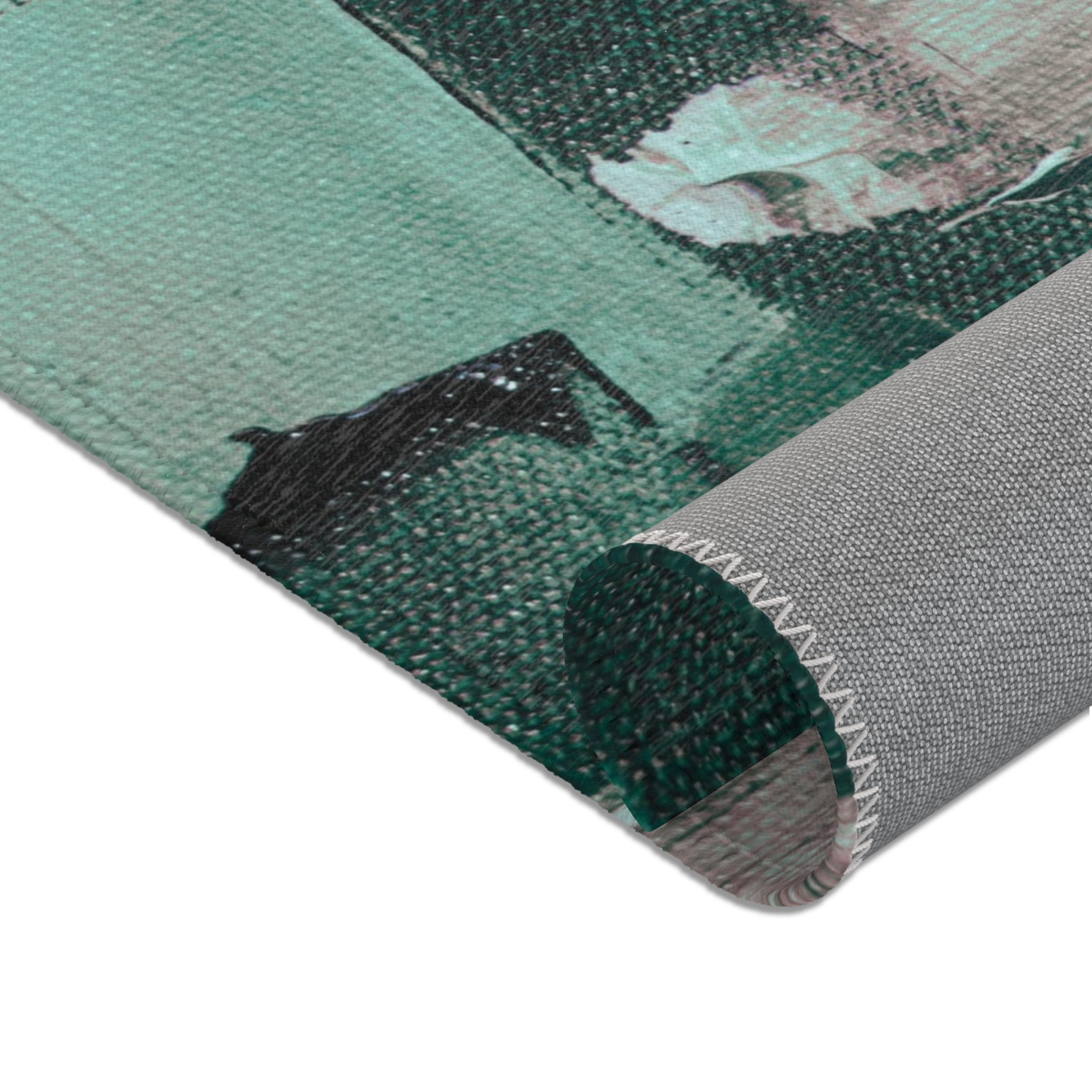 Abstract Area Rug | Teal Green Watercolor