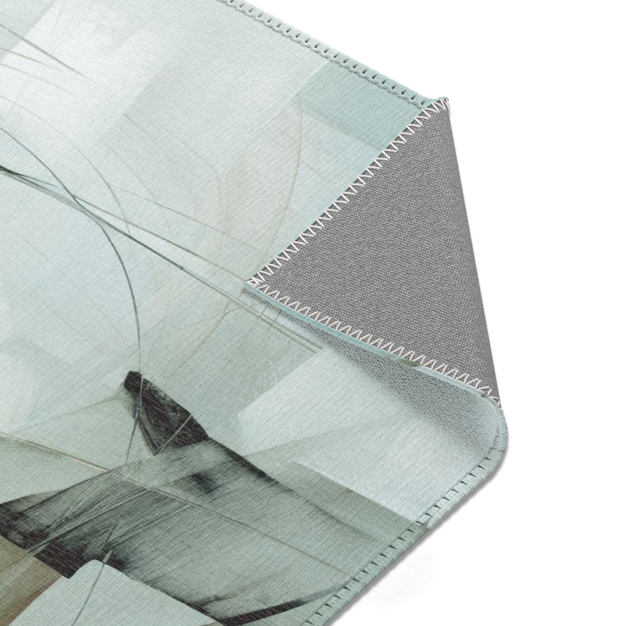Modern Area Rug | Abstract Pastel Pale Blue, Grey