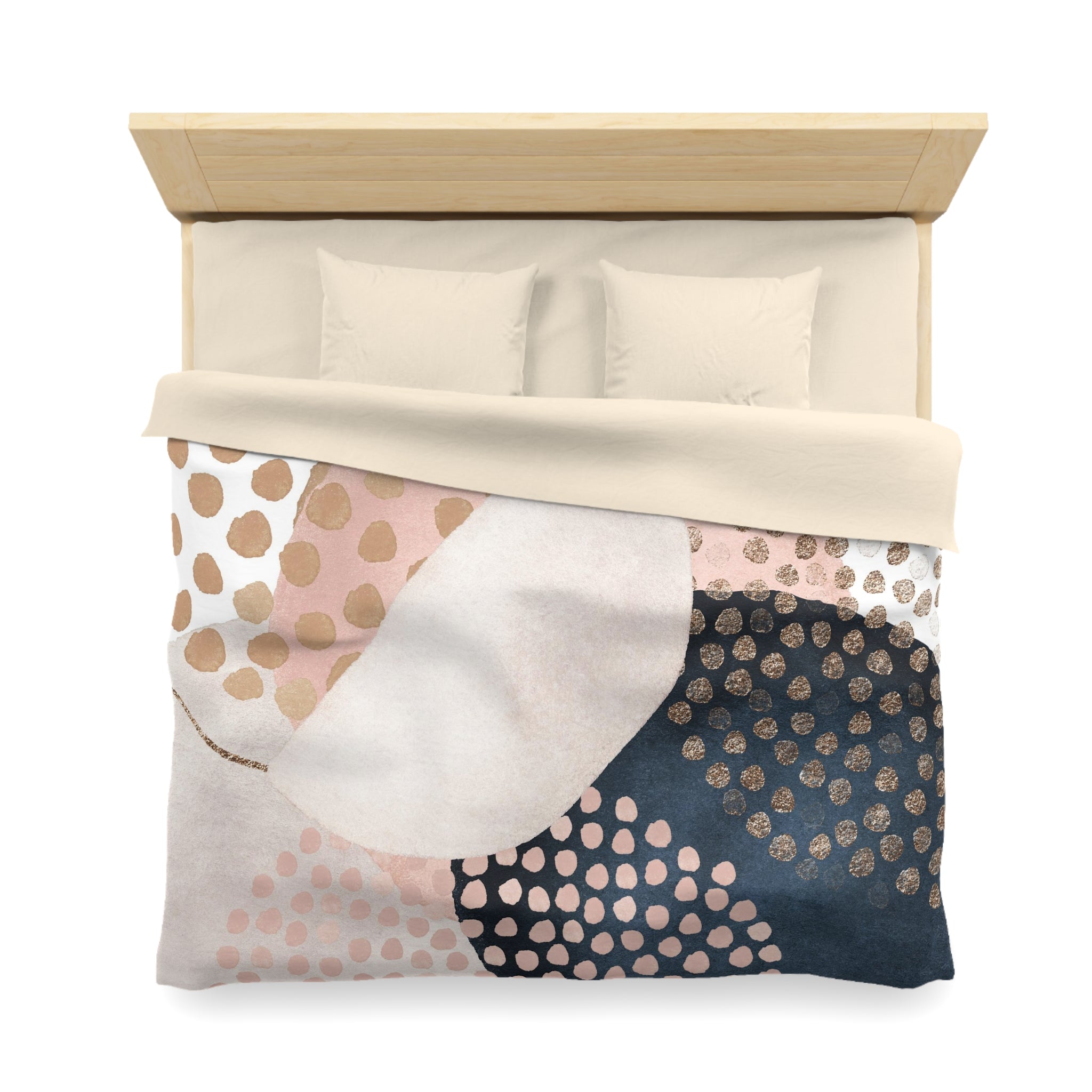 Abstract Duvet Cover | Navy Blue, Blush Pink Beige Watercolor, Gold | Bedroom Decor