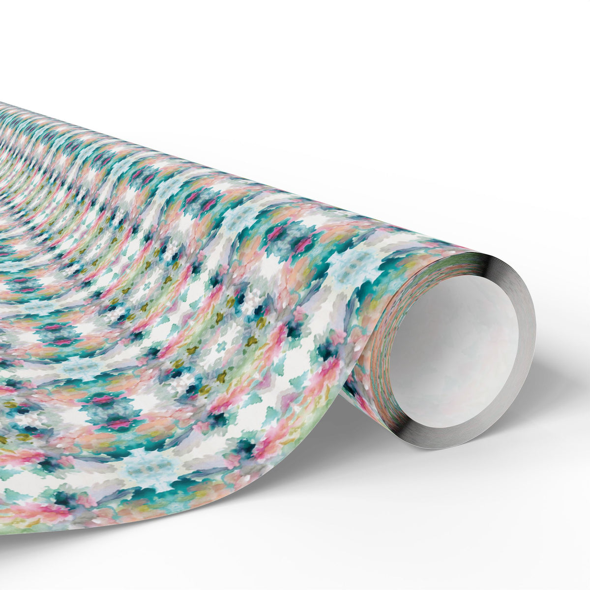 Pink Teal Blue Watercolor Mirrored Wrapping Paper, Gift Wrap