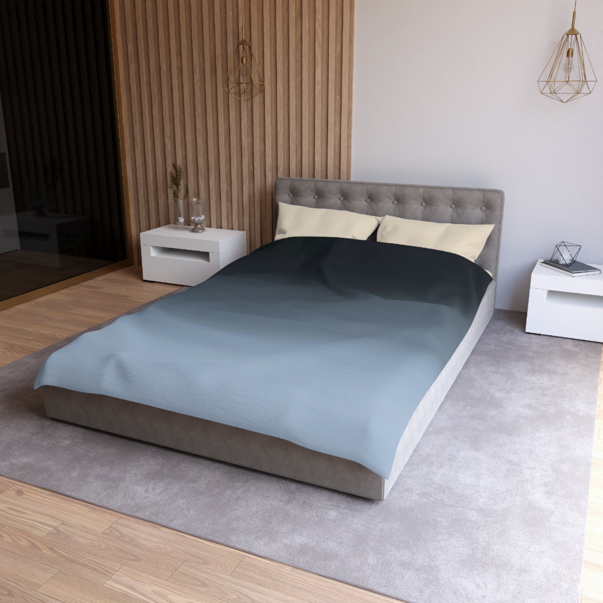 Abstract Duvet Cover | Navy Sky Blue, Ombre | Bedroom Decor