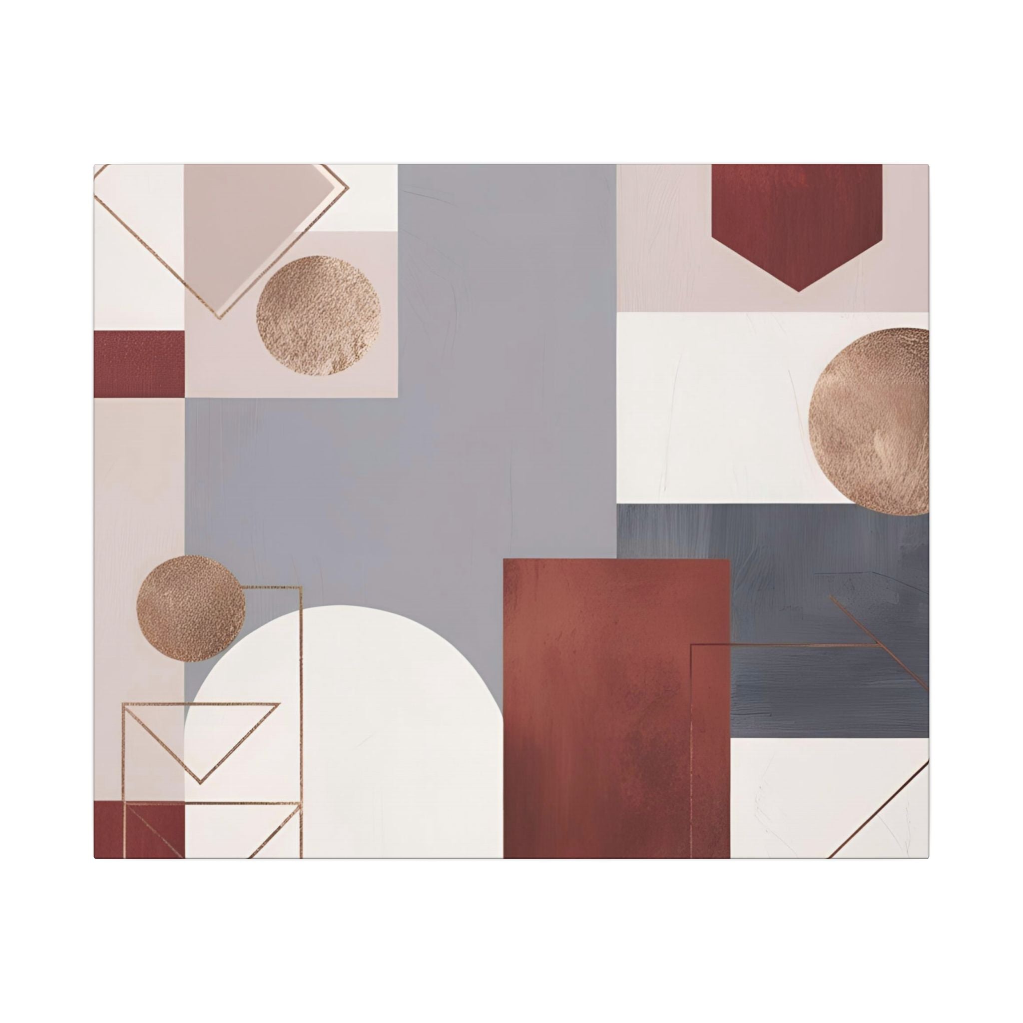 The image is a square canvas with a variety of geometric shapes and patterns, including circles, rectangles, and triangles, arranged in a visually interesting composition.