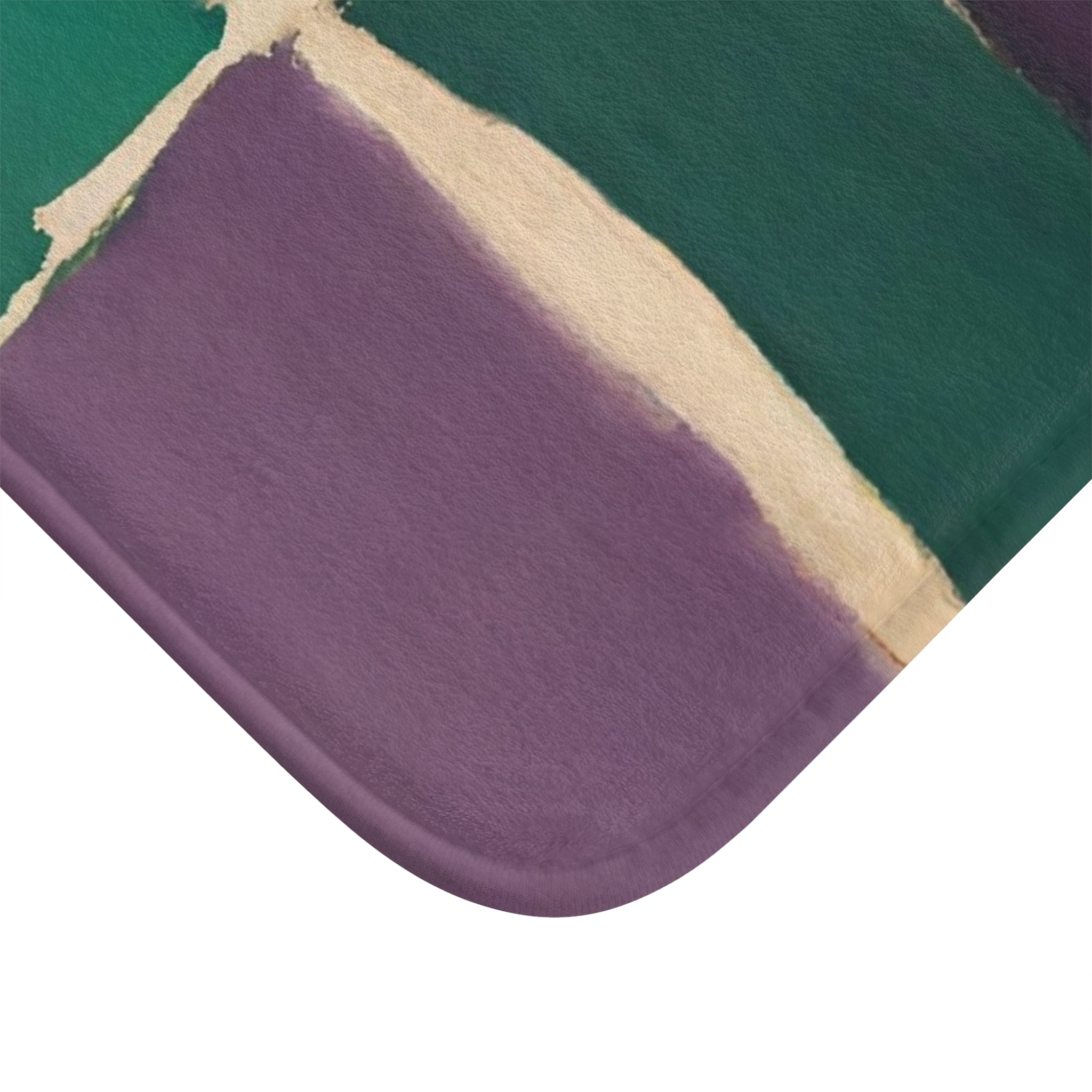 Boho Abstract Bath Mat | Green Purple Gold Beige, Pink White Kitchen Mat