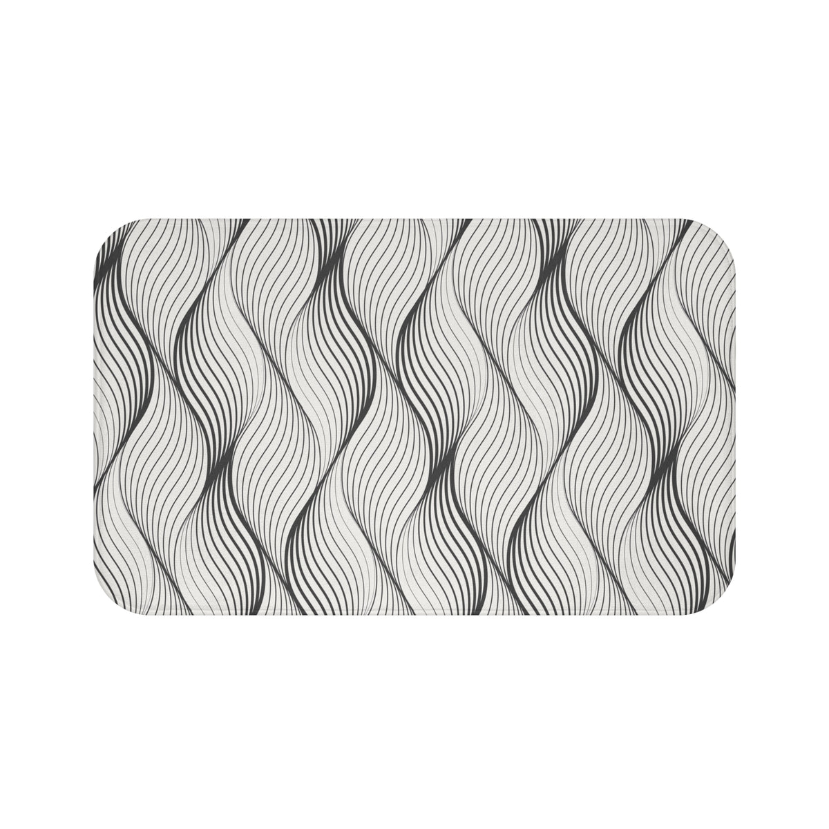 Charcoal Grey Wavy Line Bath Mat, Art Deco Bathroom Rug