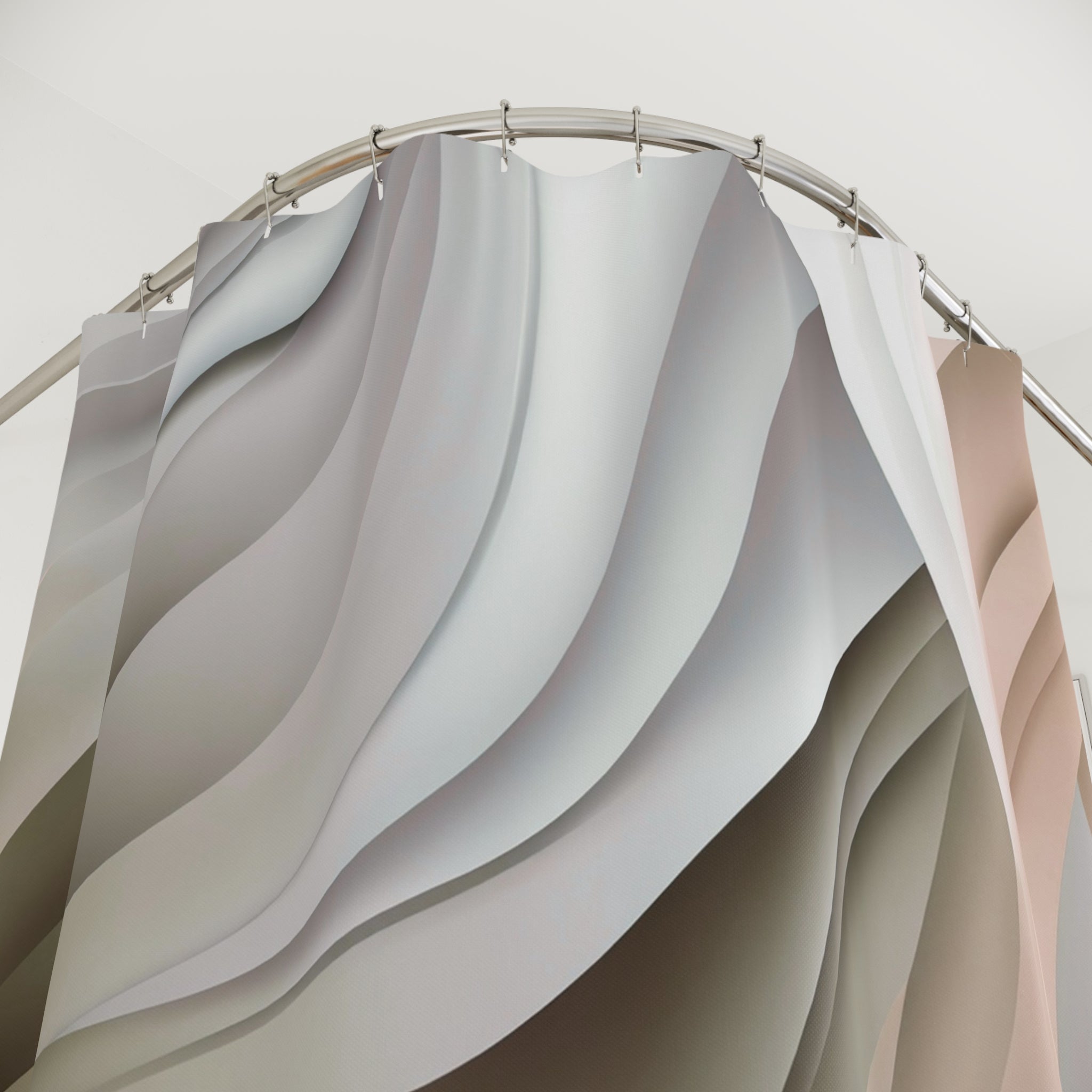 Boho Shower Curtain | Olive Green Beige Ombre White Watercolor