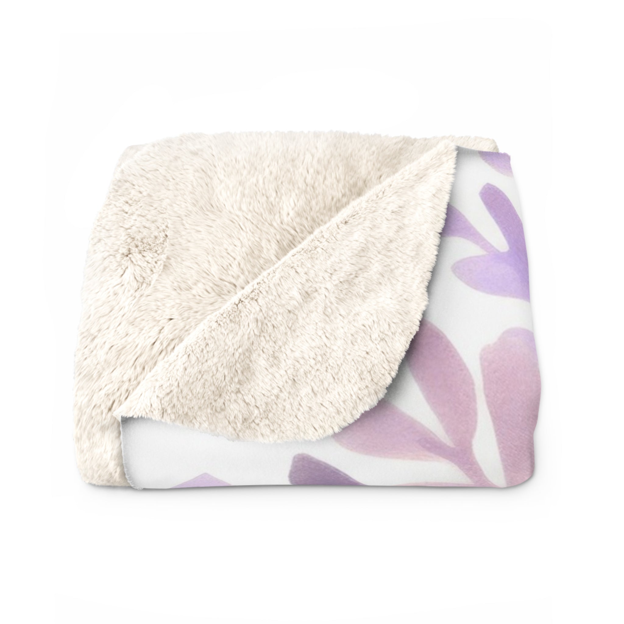 Floral Throw Blanket | White Purple Green Watercolor