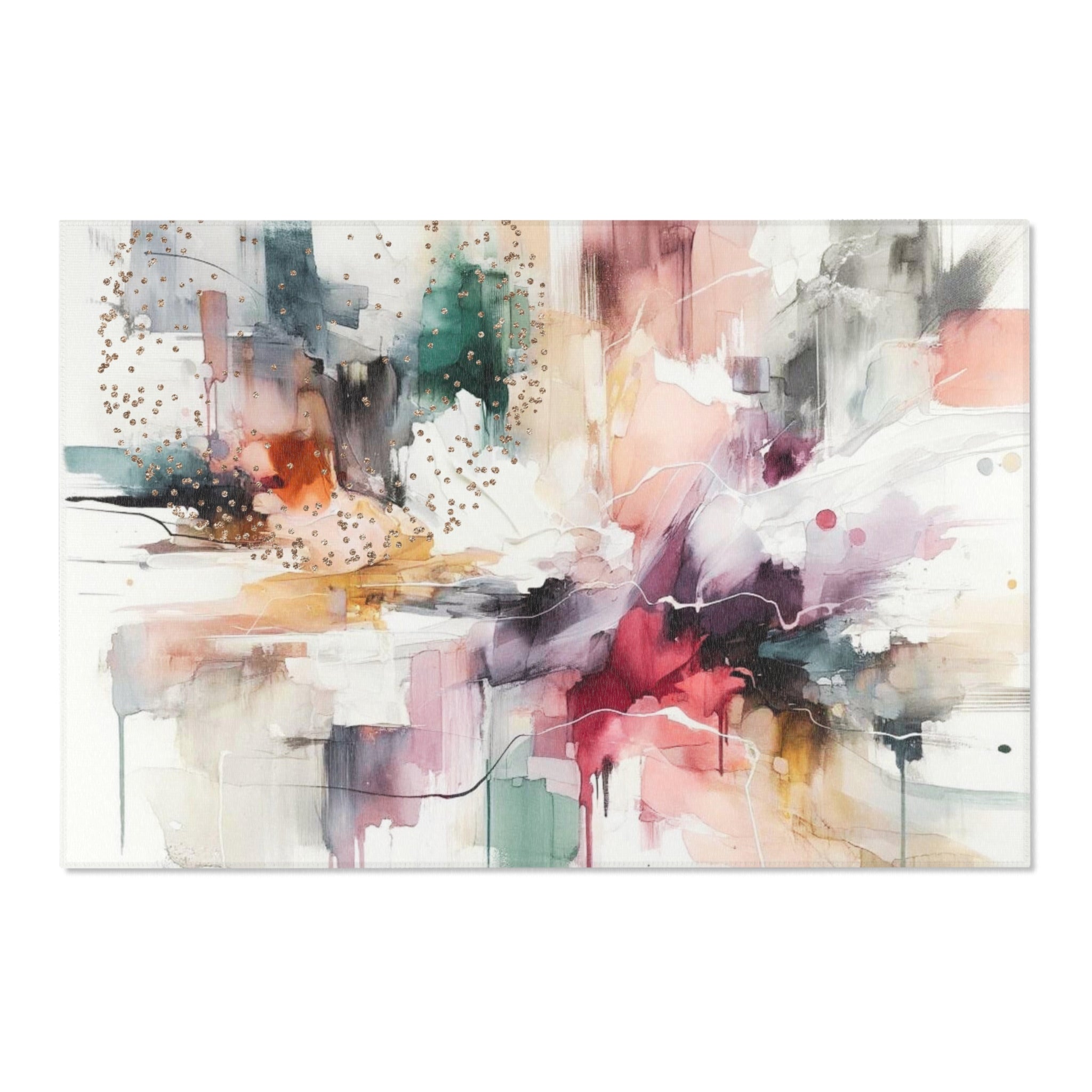 Abstract Large Area Rug | Colorful, White Pink Purple Green