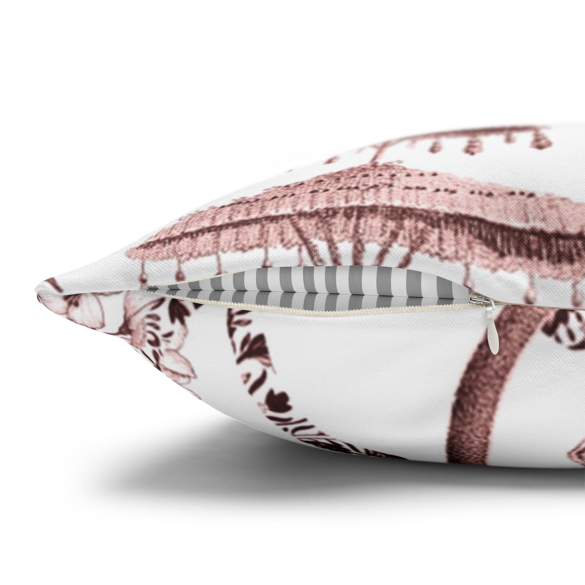 Jungle Pillow Cover | Chinoiserie Blush Pink Brown White Pillowcase
