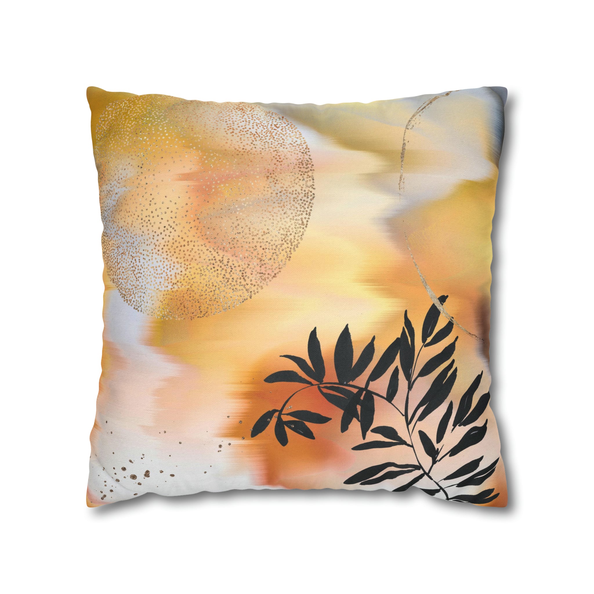 Abstract Pillow Cover | Yellow Orange Black Ombre Floral