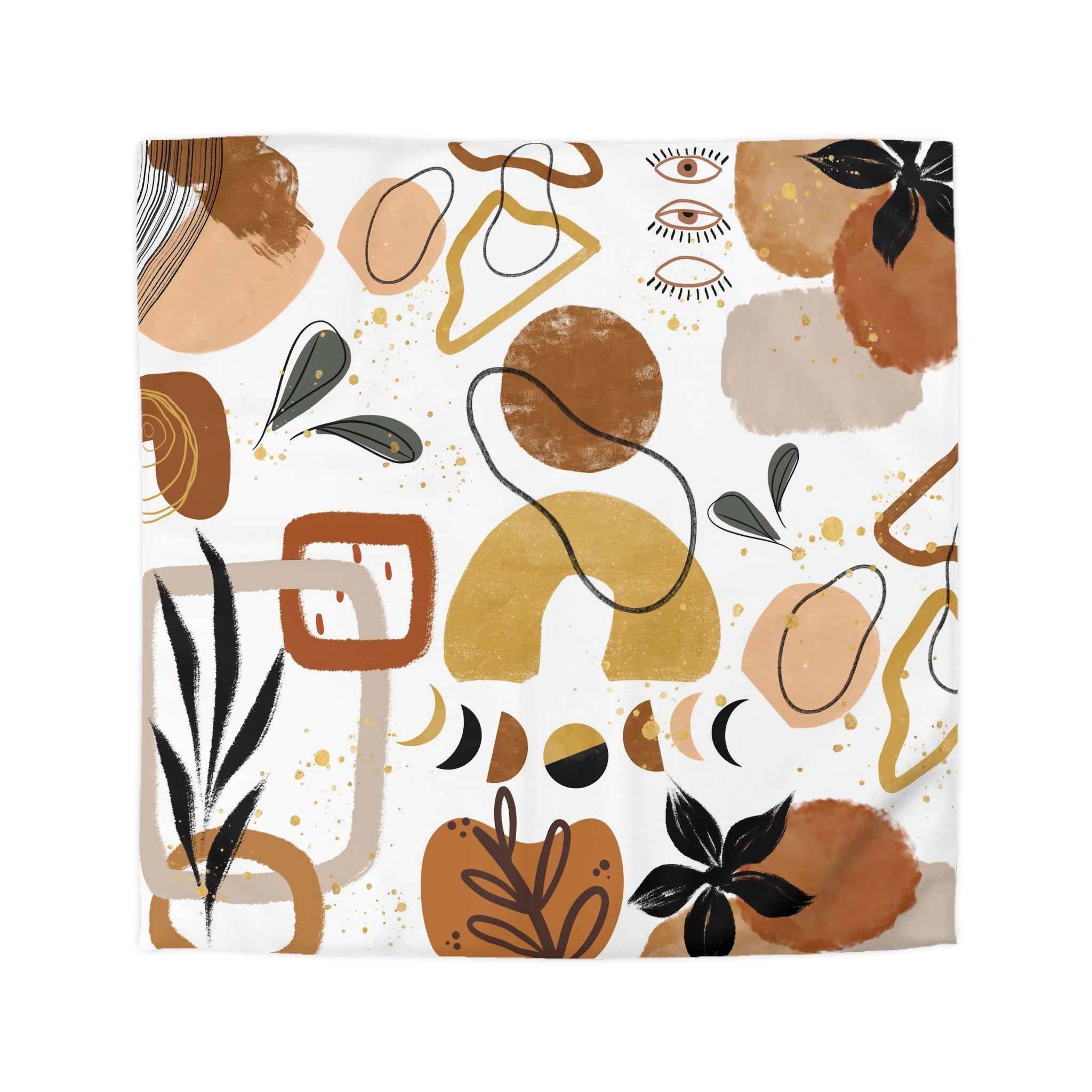 The image is a square with a variety of abstract shapes, lines, and patterns in shades of brown, orange, and black. The overall composition appears to be a collage of different elements, creating a visually interesting and dynamic design.