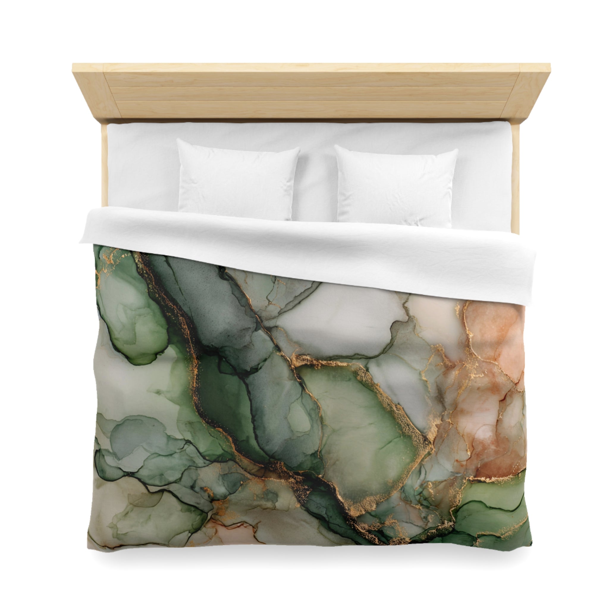 Floral Duvet, Pillow Cover | Green Beige Bedroom Decor
