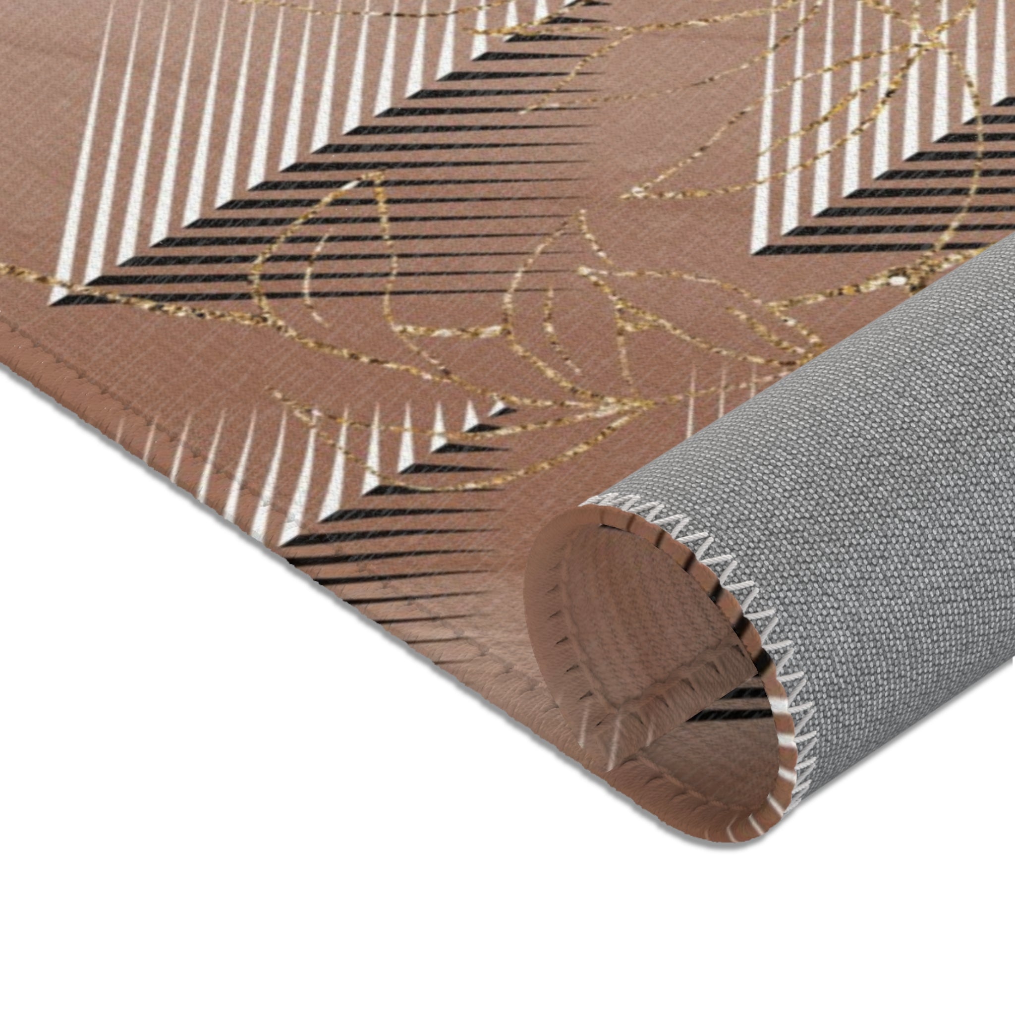 Abstract Colorful Area Rug | Geometric Tan, Green Rug