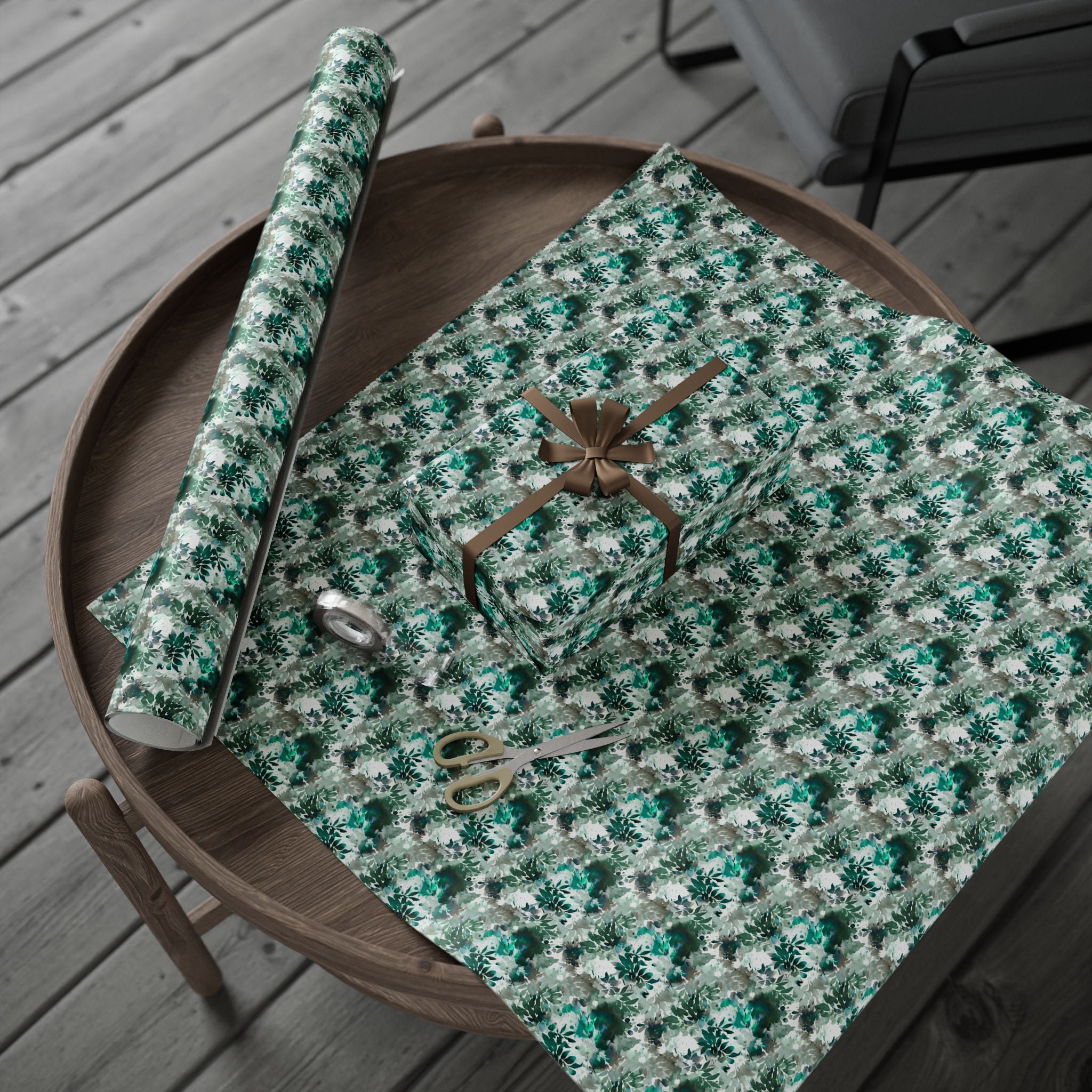 Abstract Leaves Wrapping Paper | Emerald Green Floral Gift Wrap for the Holidays, Birthdays