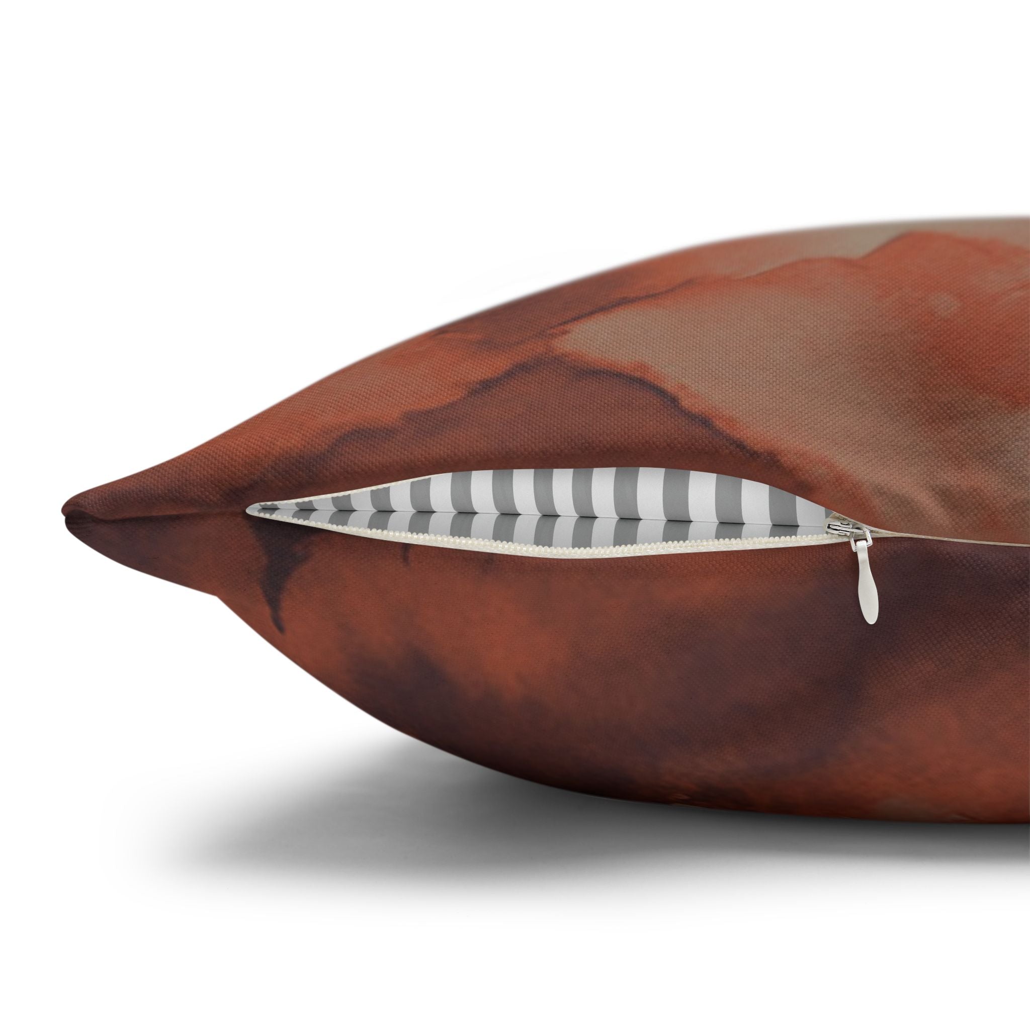 Boho Throw Pillow Cover, Taupe Rust, Mountains Nature Decor Cushion