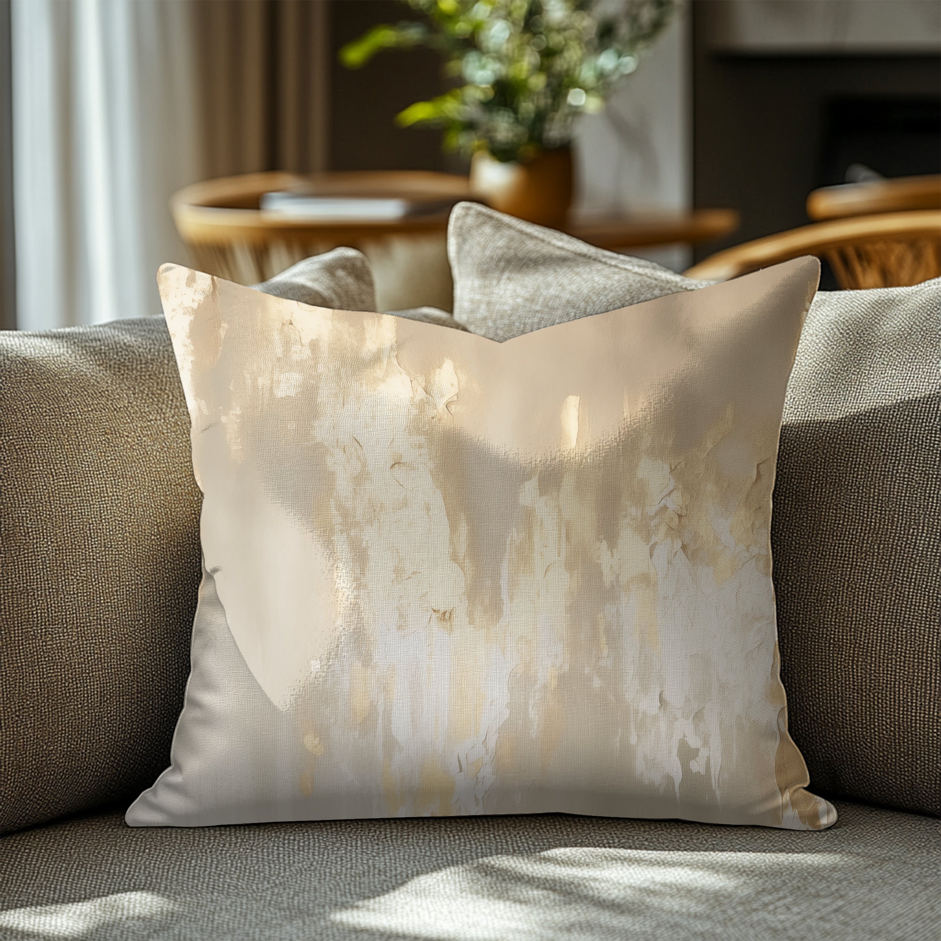 Abstract Pillow Cover | Beige Muted Gold Ombre