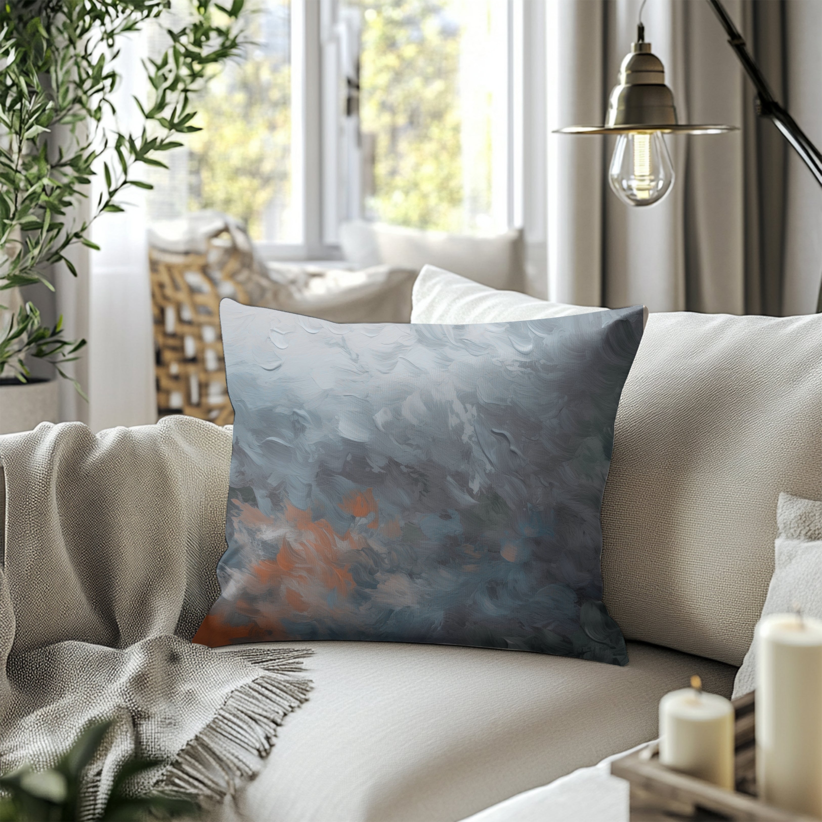 Abstract Pillow Cover | Navy Blue Grey Rust