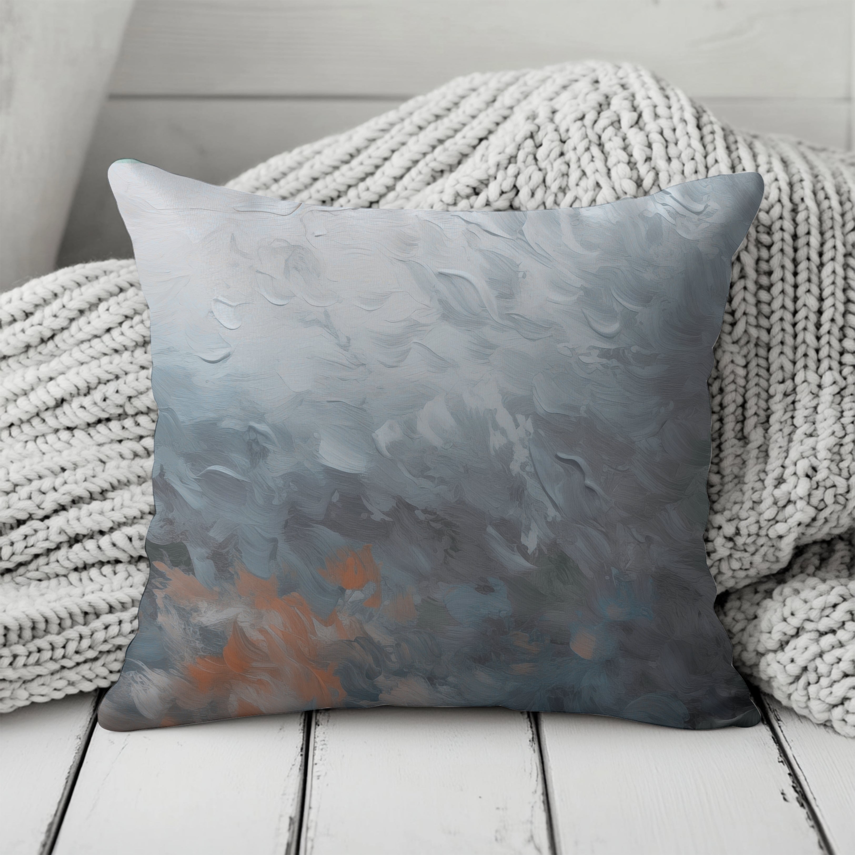 Abstract Pillow Cover | Navy Blue Grey Rust