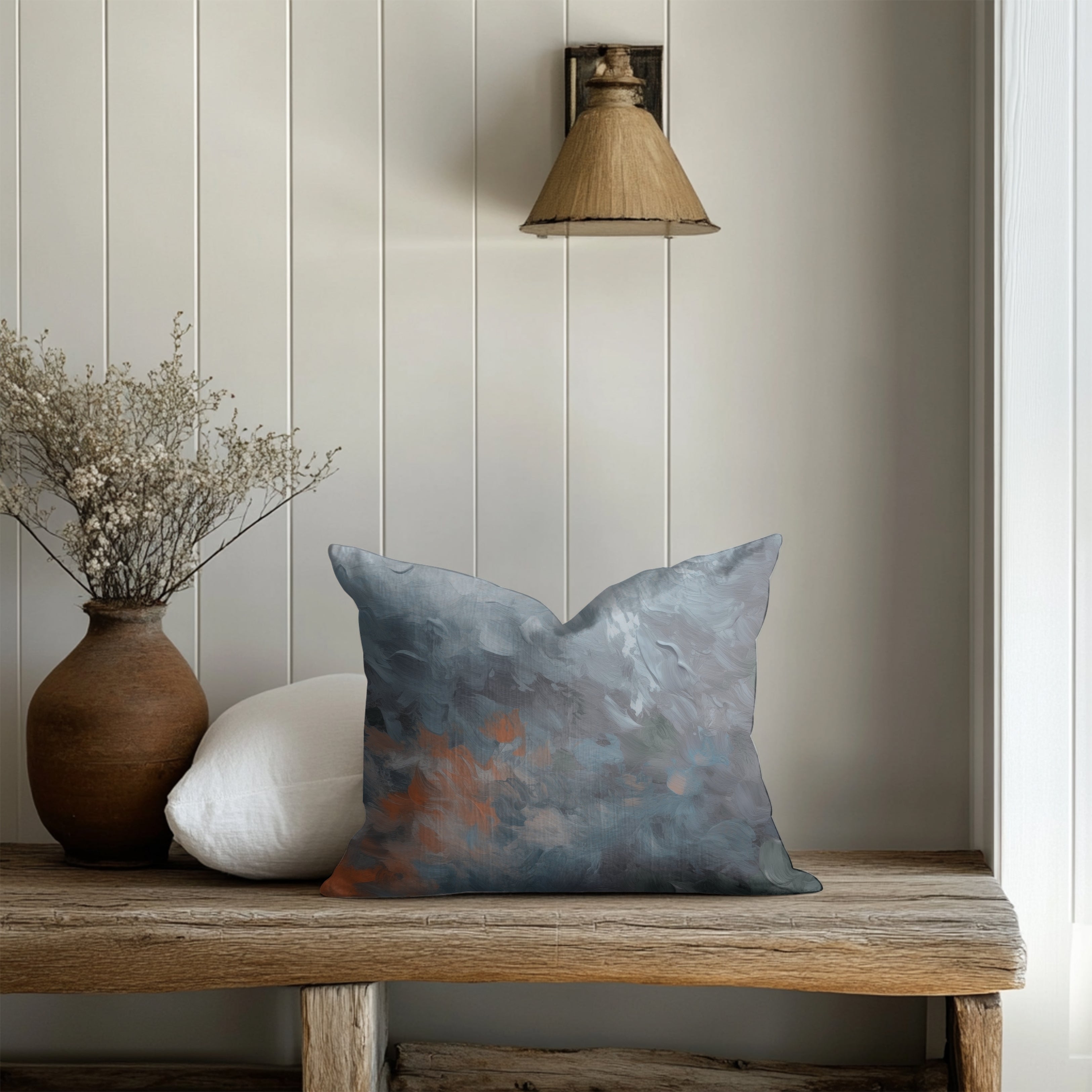 Abstract Pillow Cover | Navy Blue Grey Rust