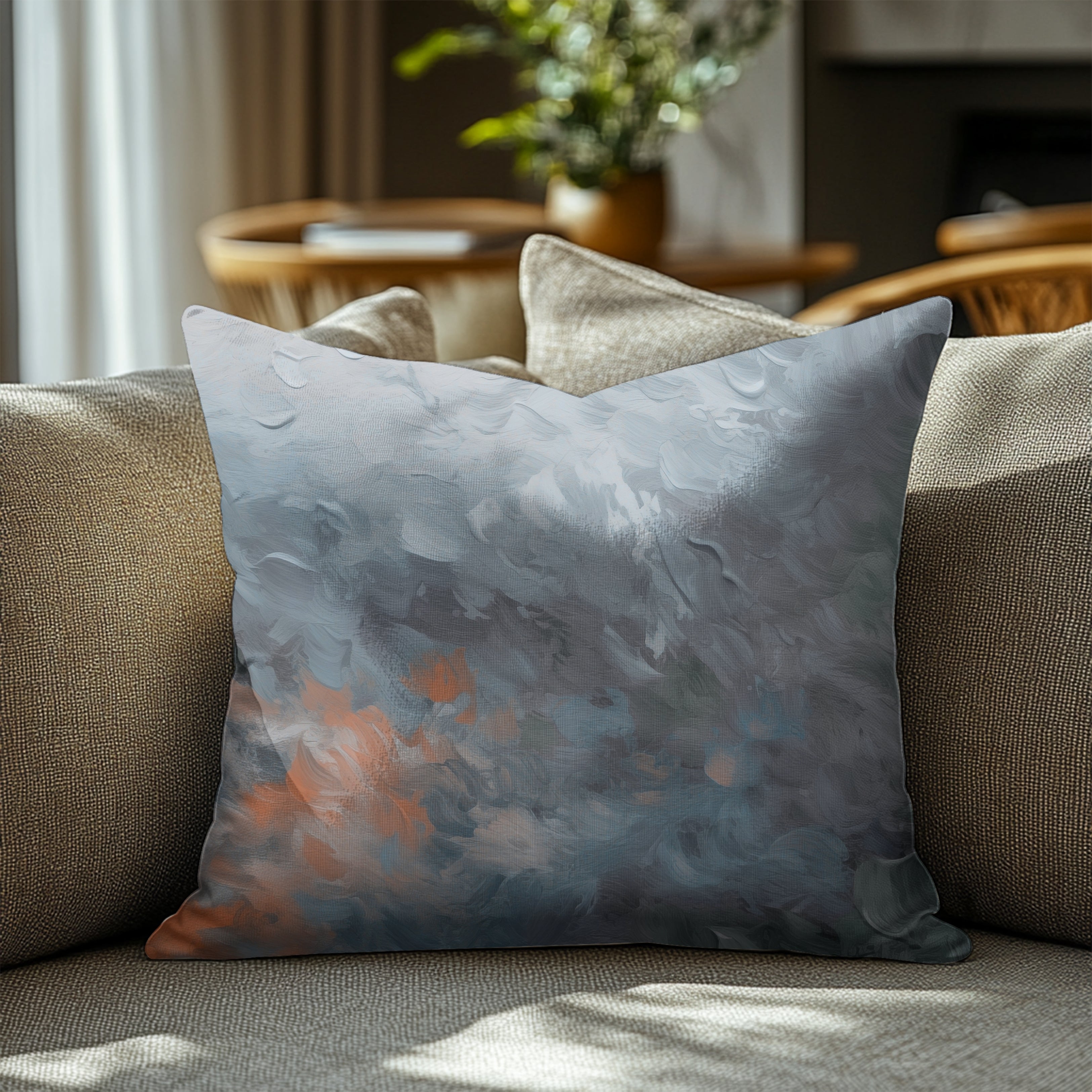 Abstract Pillow Cover | Navy Blue Grey Rust