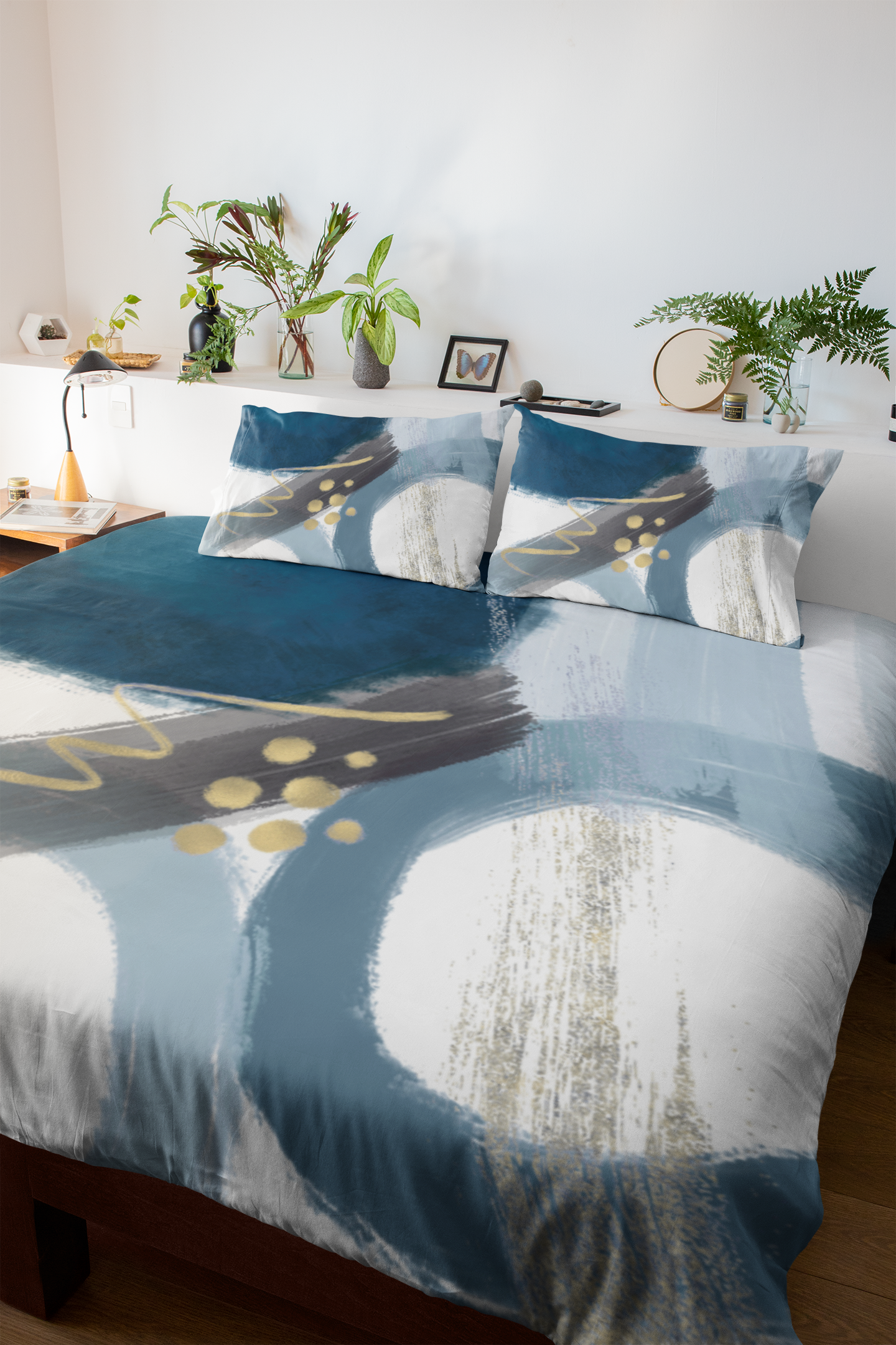 Abstract Duvet Cover | Blue White Grey Bedding Boho Decor