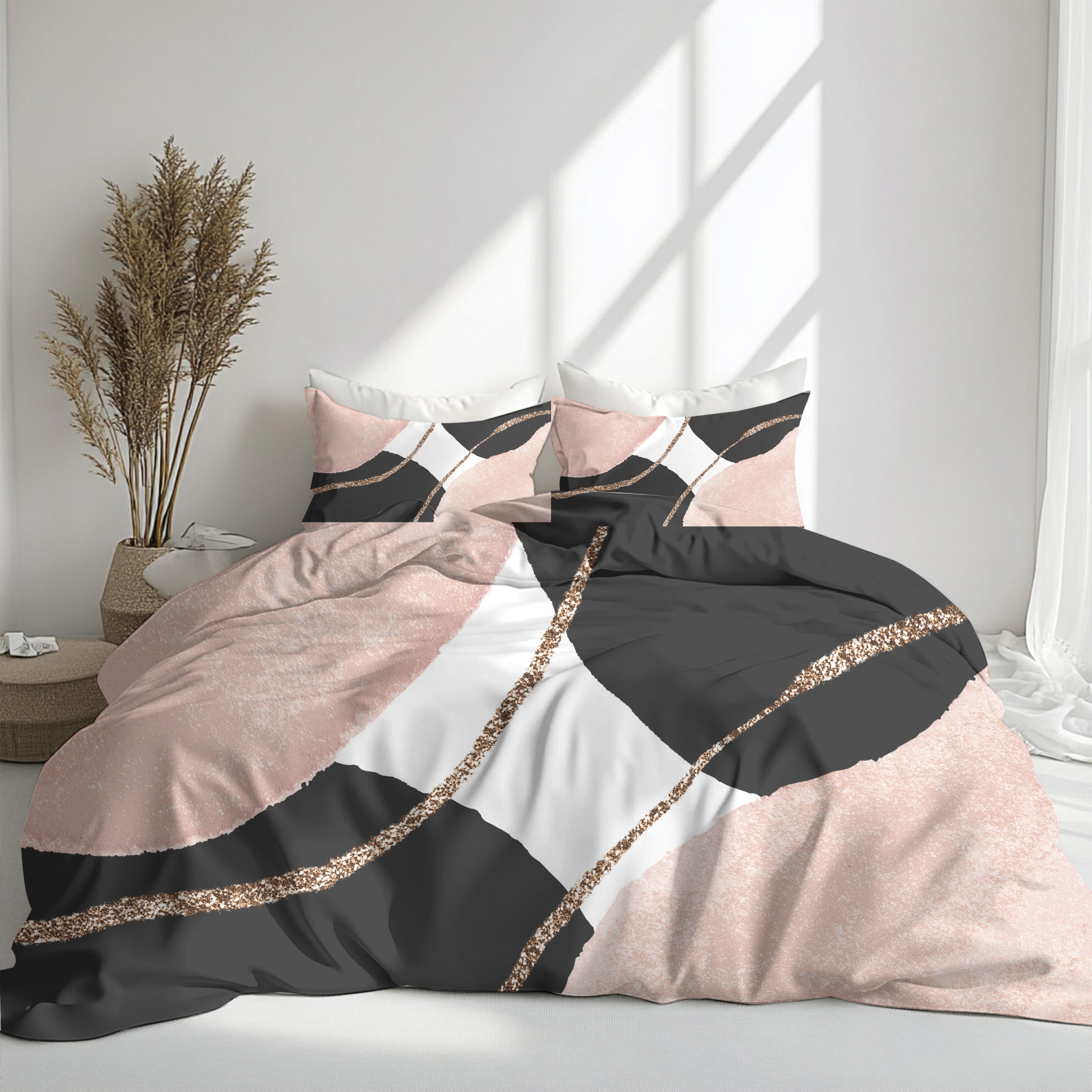 Abstract Watercolor Duvet, Pillow Cover | Black Blush Pink Bedroom Decor