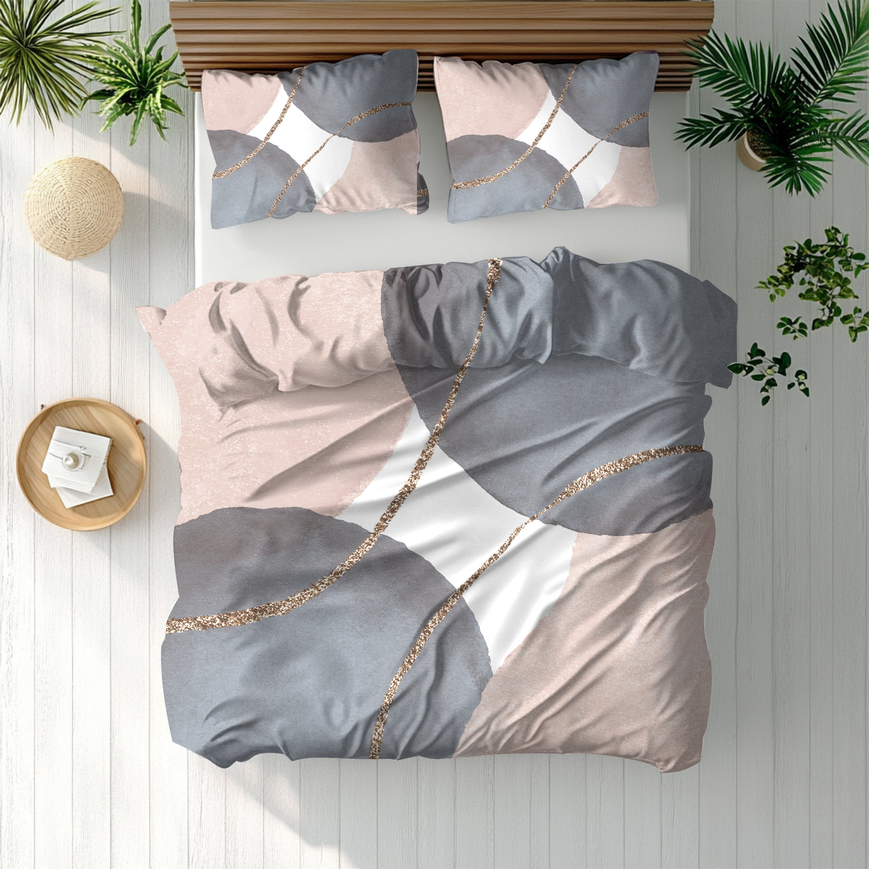 Abstract Watercolor Duvet, Pillow Cover | Grey Pink Bedroom Decor