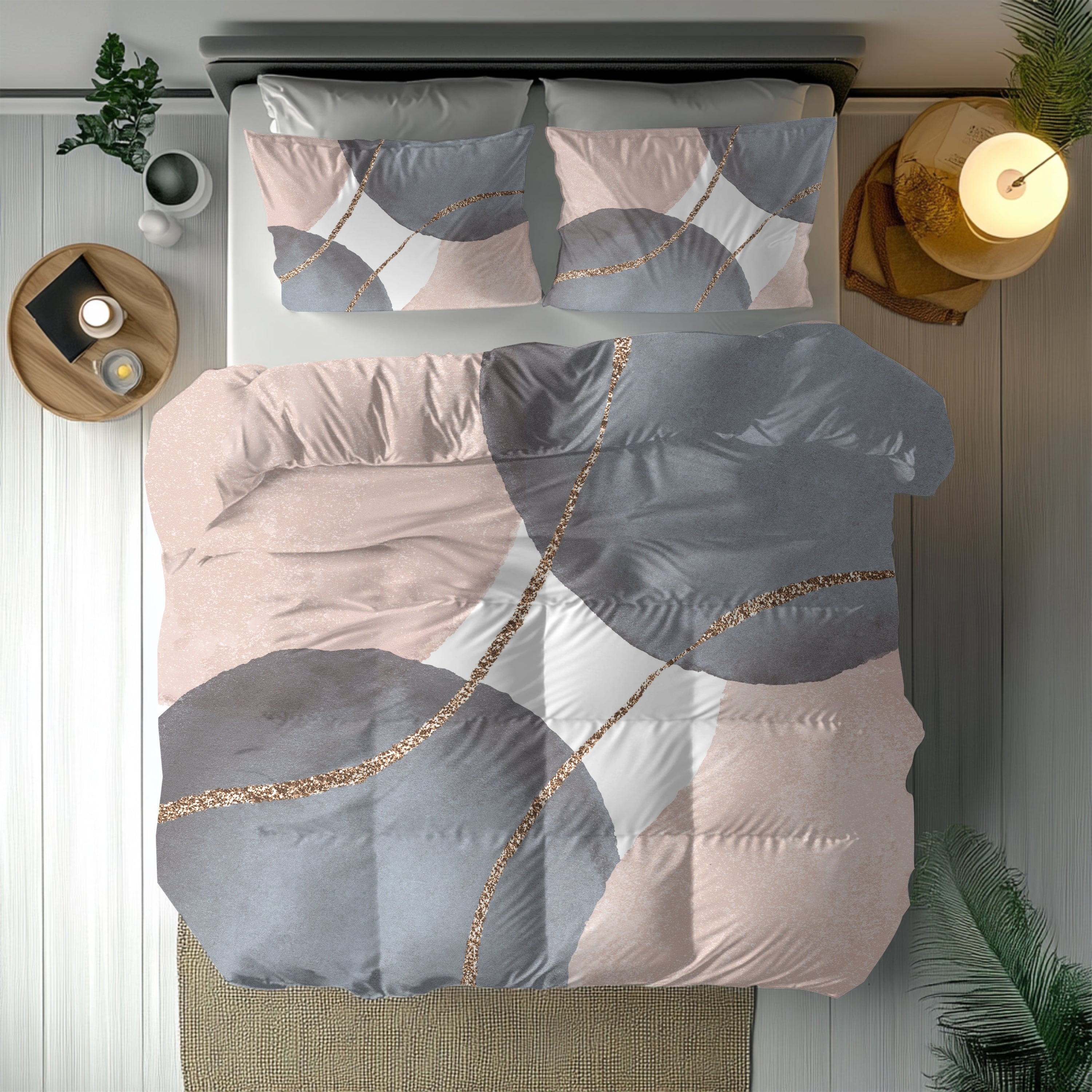 Abstract Watercolor Duvet, Pillow Cover | Grey Pink Bedroom Decor