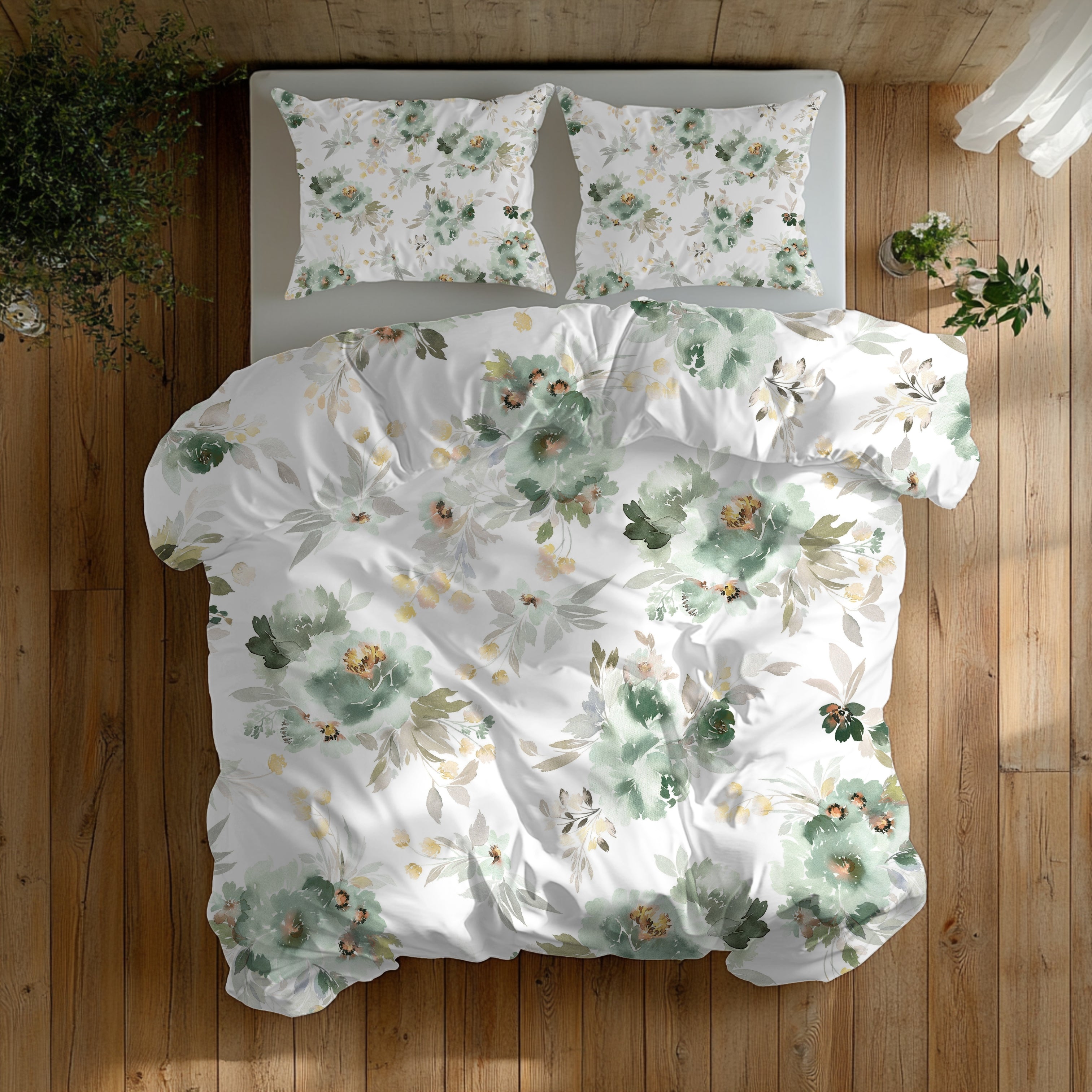 Floral Duvet, Pillow Cover Set | Sage Green Bedroom Set