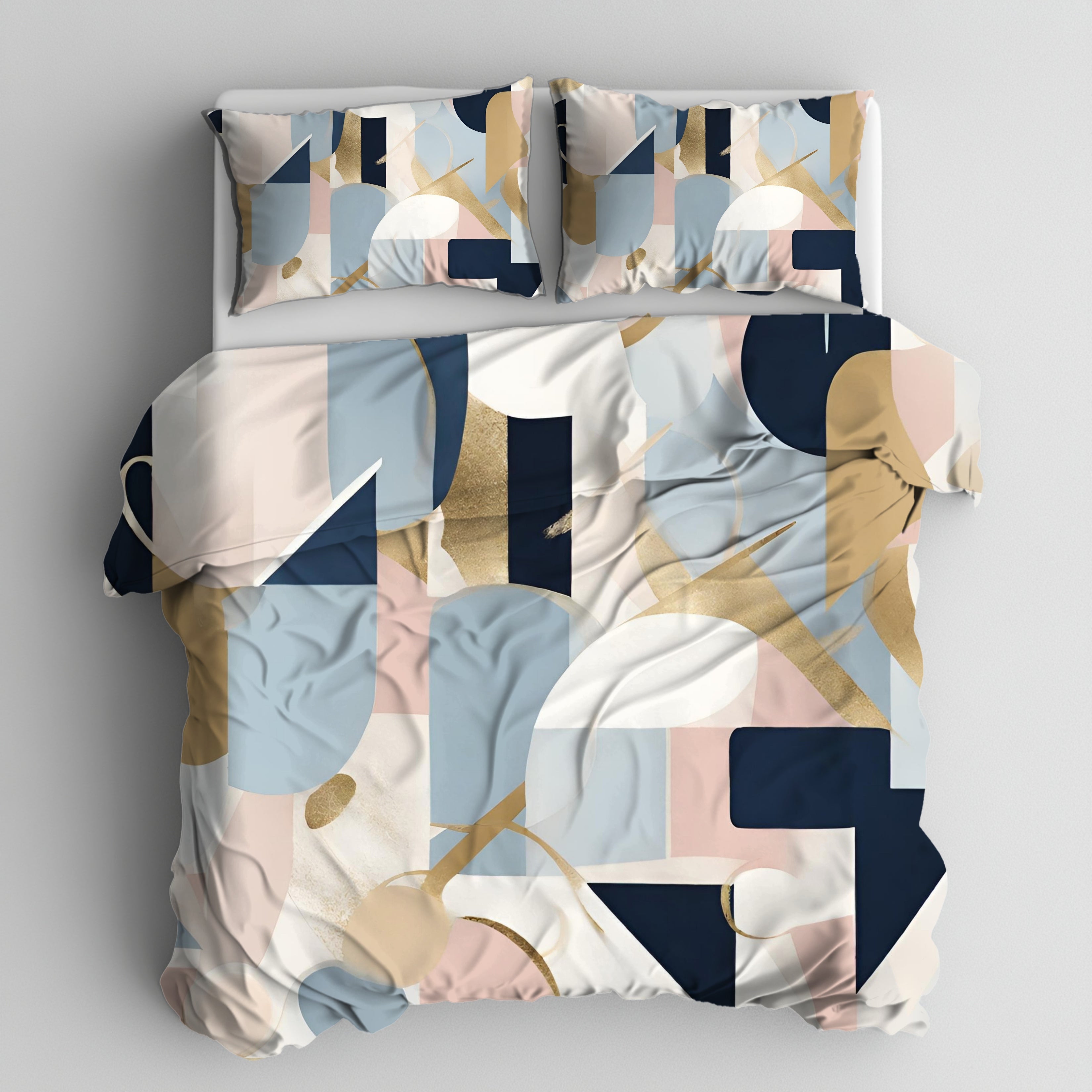 Abstract Duvet, Pillow Cover Set | Blue, Blush Pink Bedroom Set