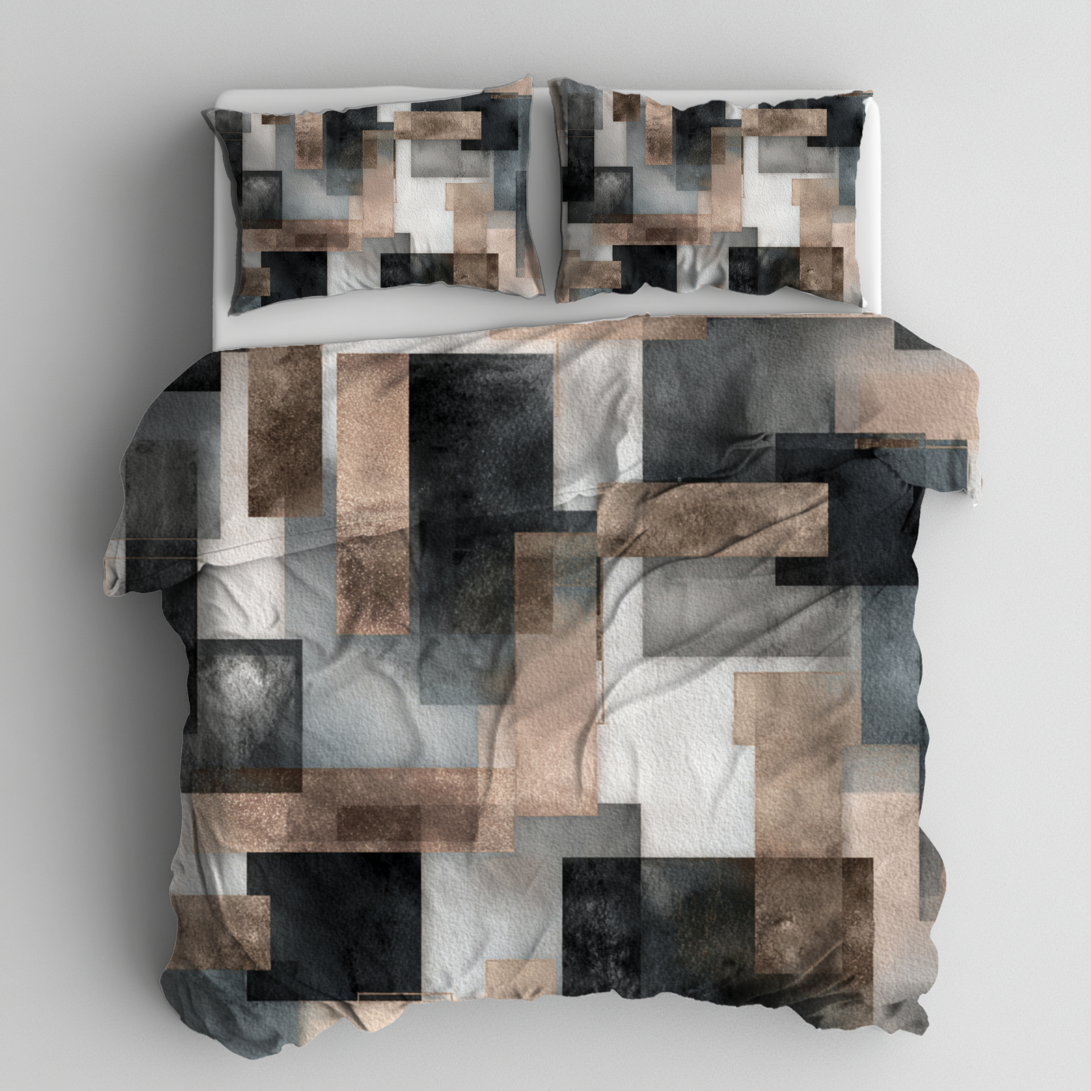 Geometric Duvet, Pillow Cover Set | Earthy Watercolor, Bedroom Set