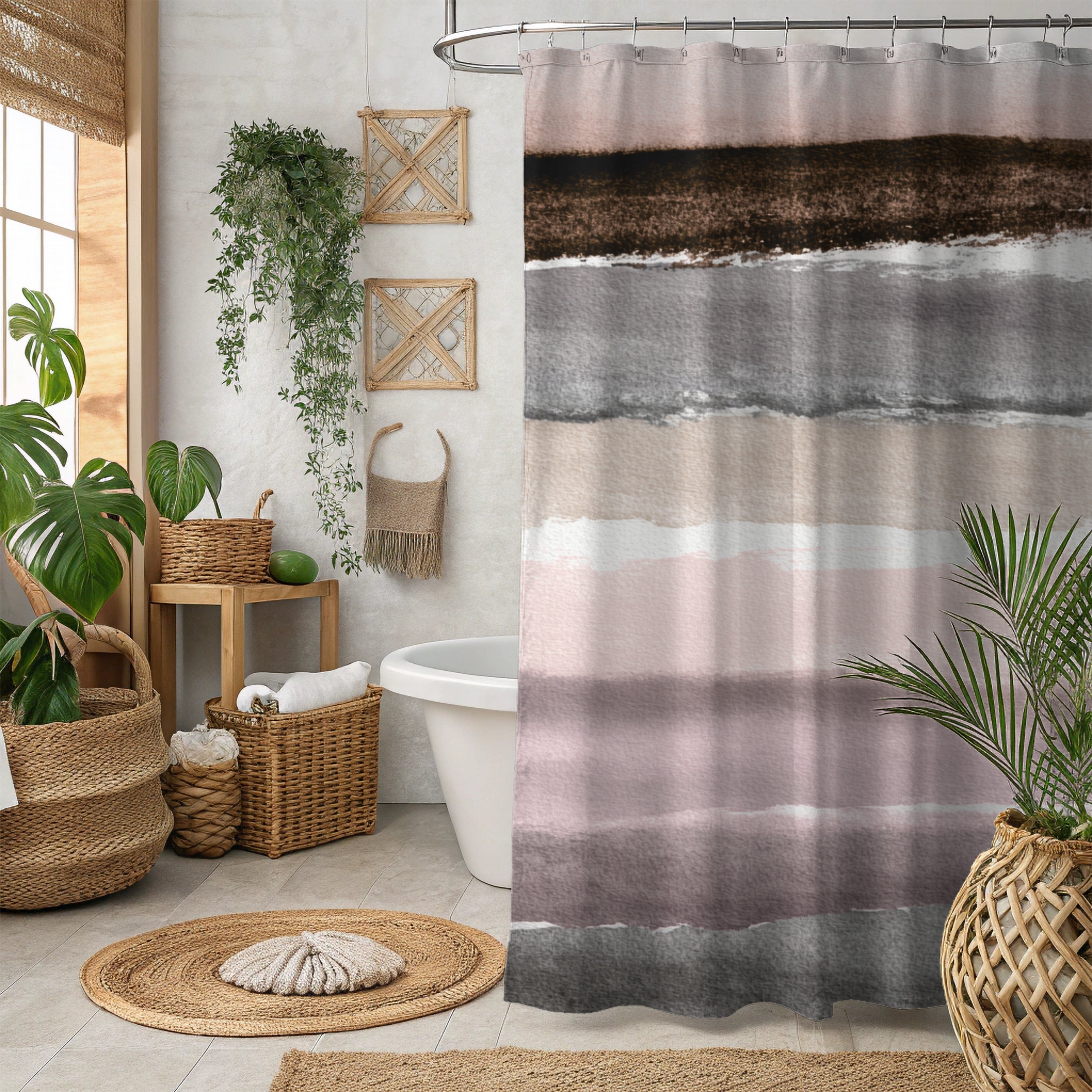 Abstract Watercolor Shower Curtain | Mauve Bathroom Decor