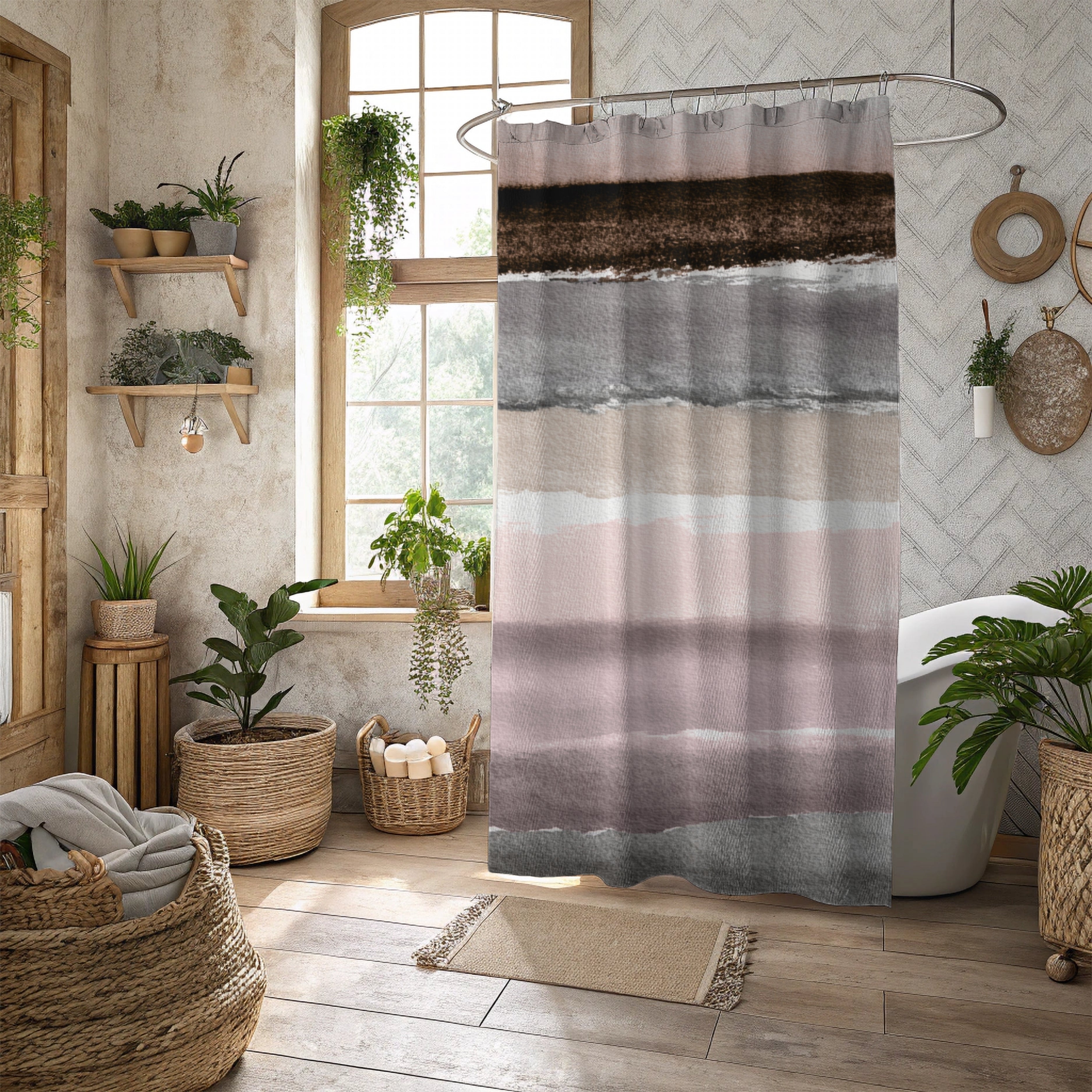 Abstract Watercolor Shower Curtain | Mauve Bathroom Decor