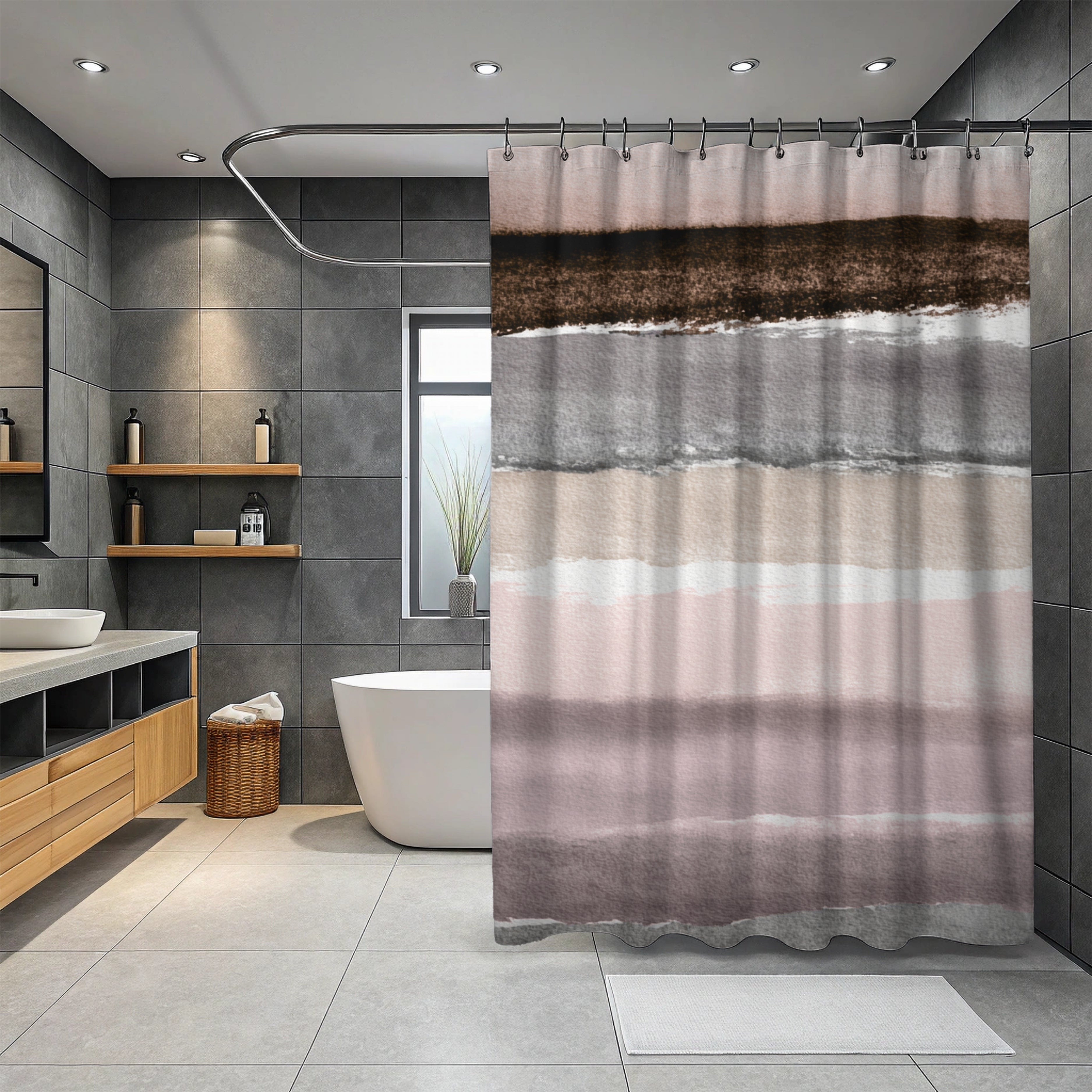 Abstract Watercolor Shower Curtain | Mauve Bathroom Decor