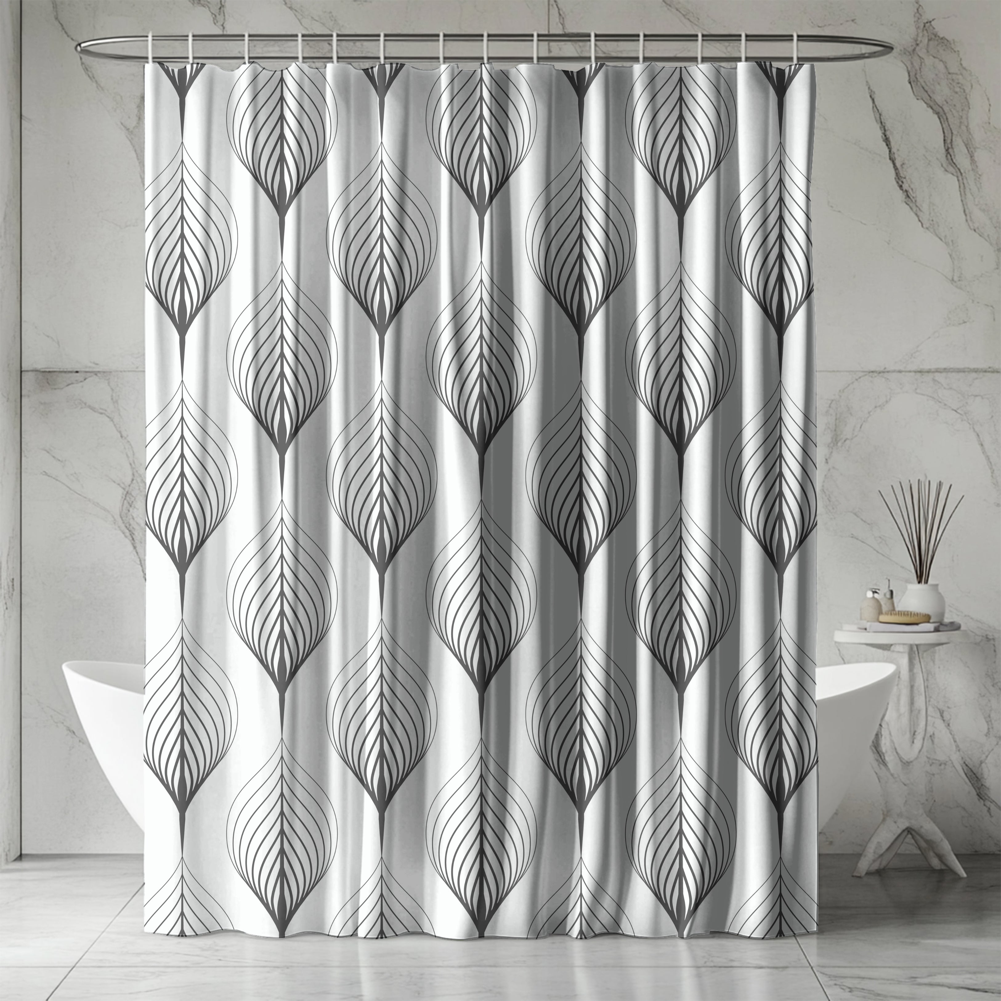 Art Deco Shower Curtain | Black White Bathroom Decor