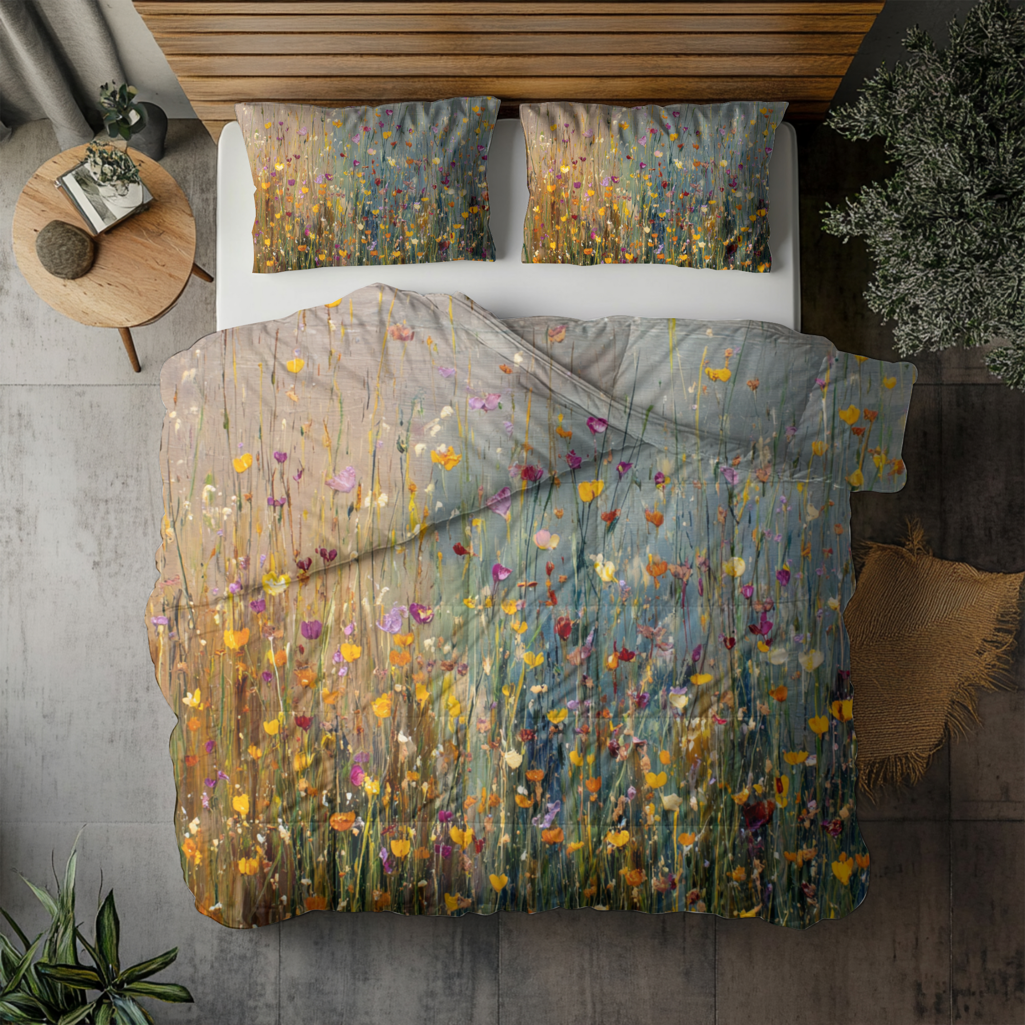 Floral Duvet, Pillow Cover | Grey Orange Bedroom Decor