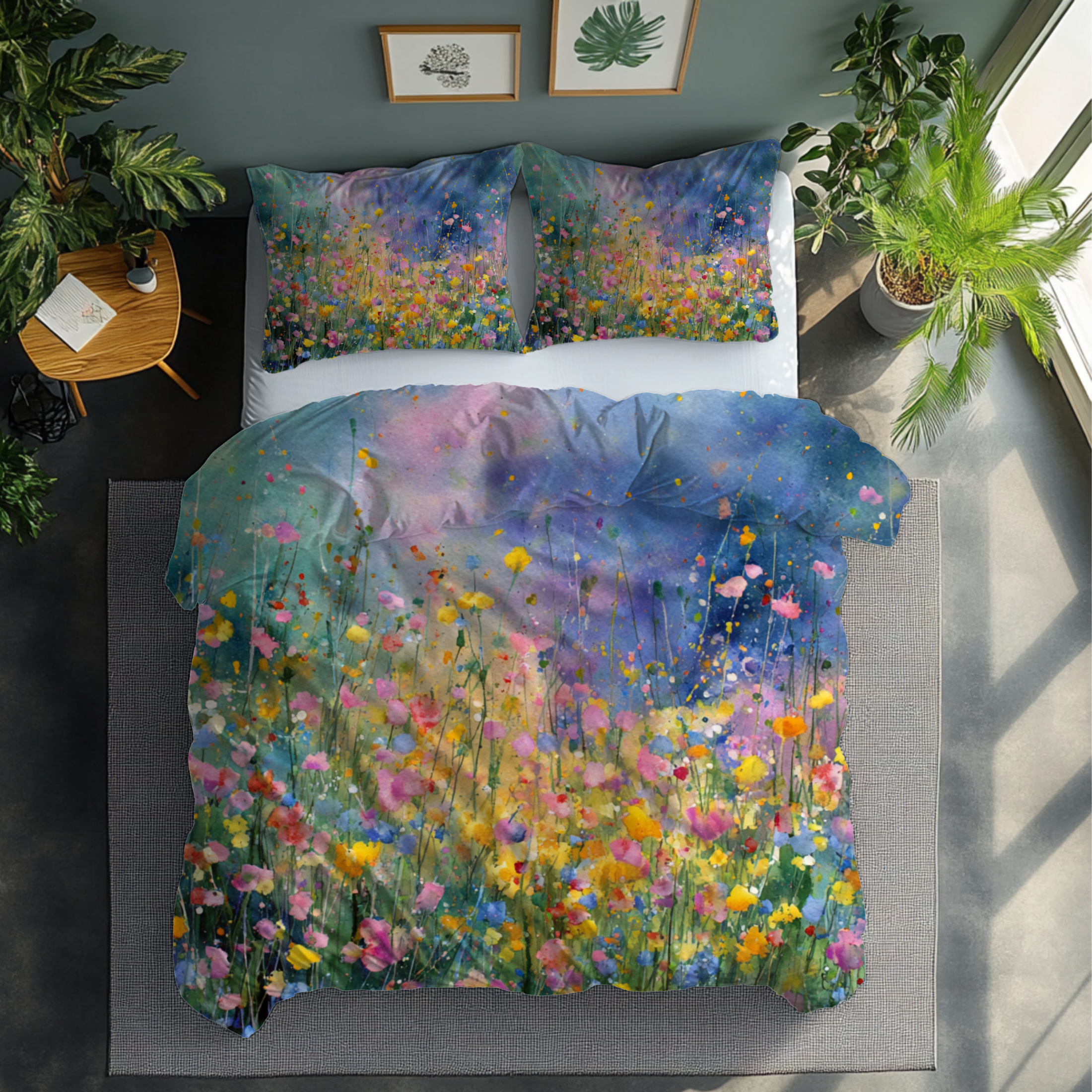 Floral Duvet, Pillow Cover | Blue Yellow Bedroom Decor