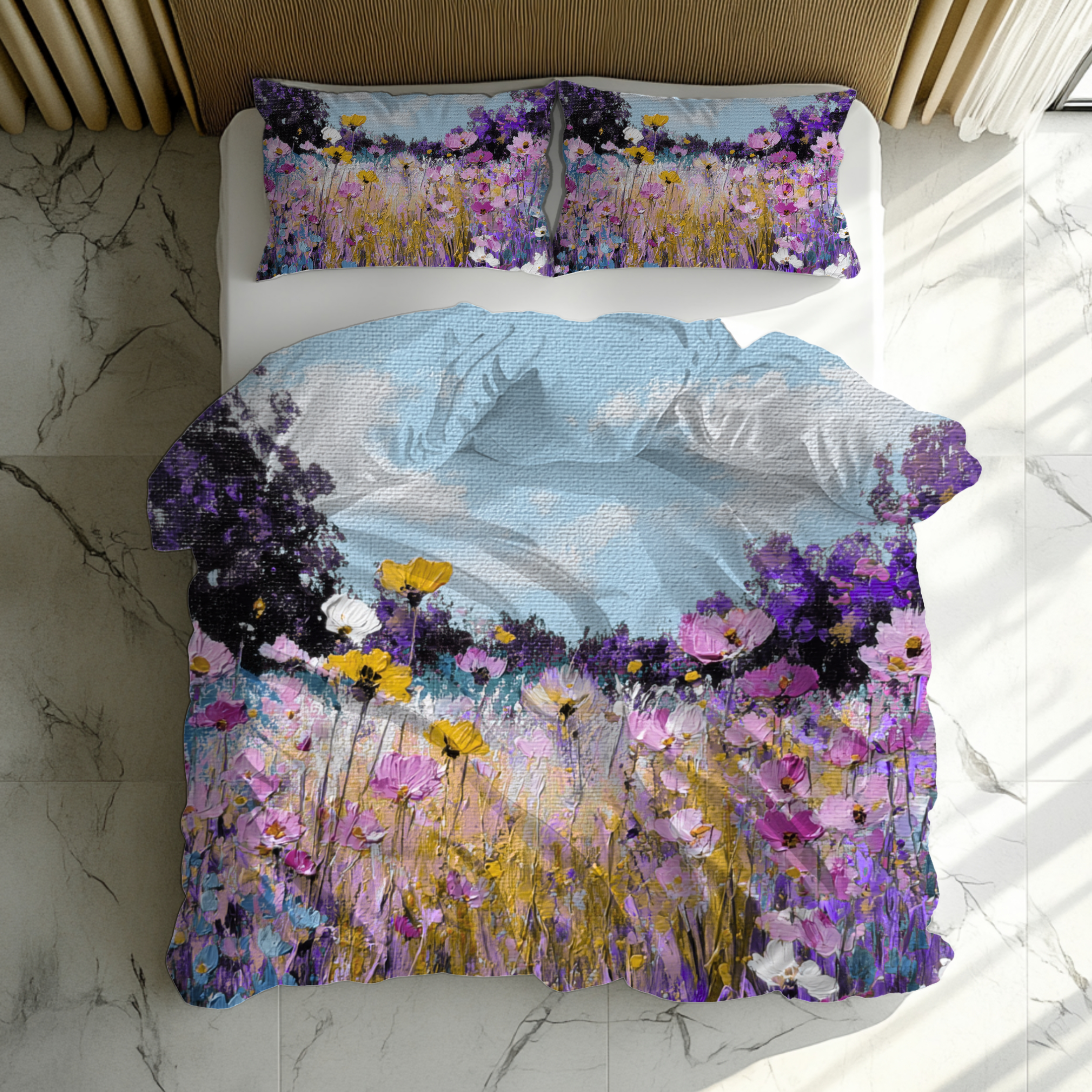 Floral Duvet, Pillow Cover | Purple Blue Bedroom Decor