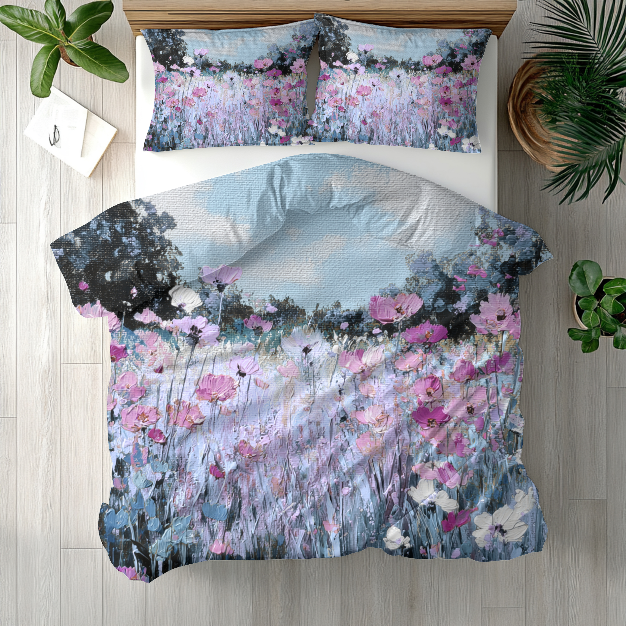 Floral Duvet, Pillow Cover | Blue Purple Bedroom Decor