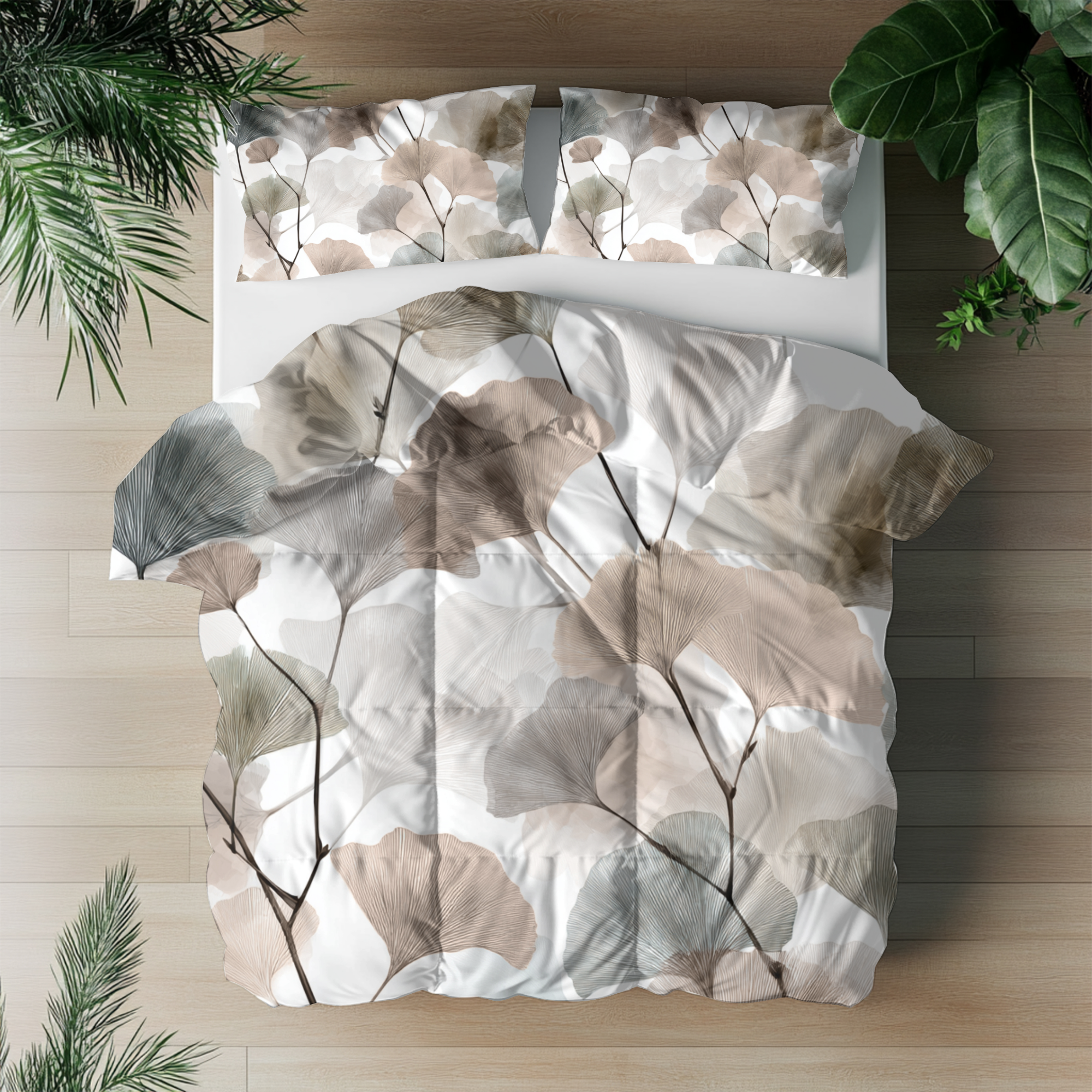 Floral Duvet, Pillow Cover | White Beige Bedroom Decor
