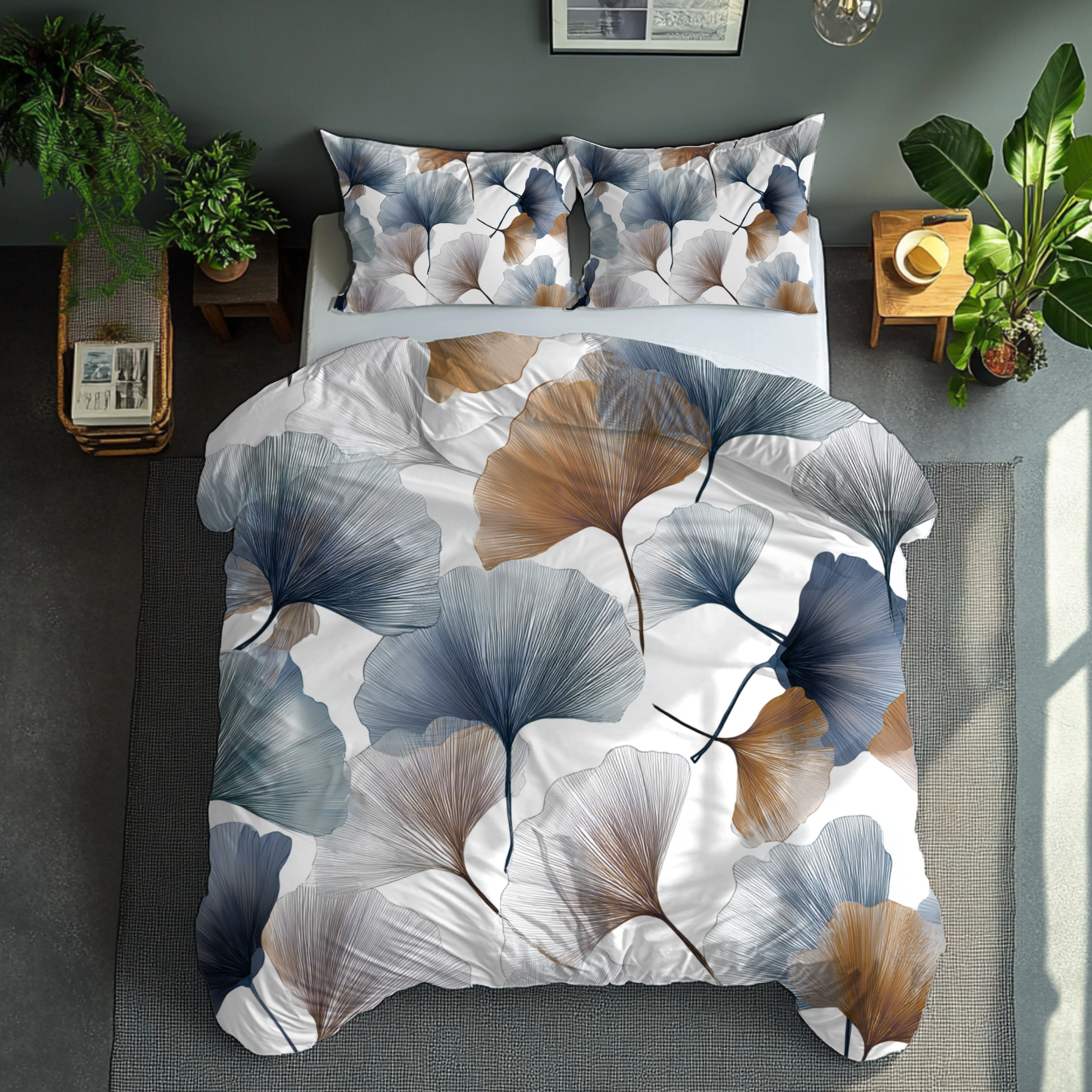 Floral Duvet, Pillow Cover | White Blue Bedroom Decor