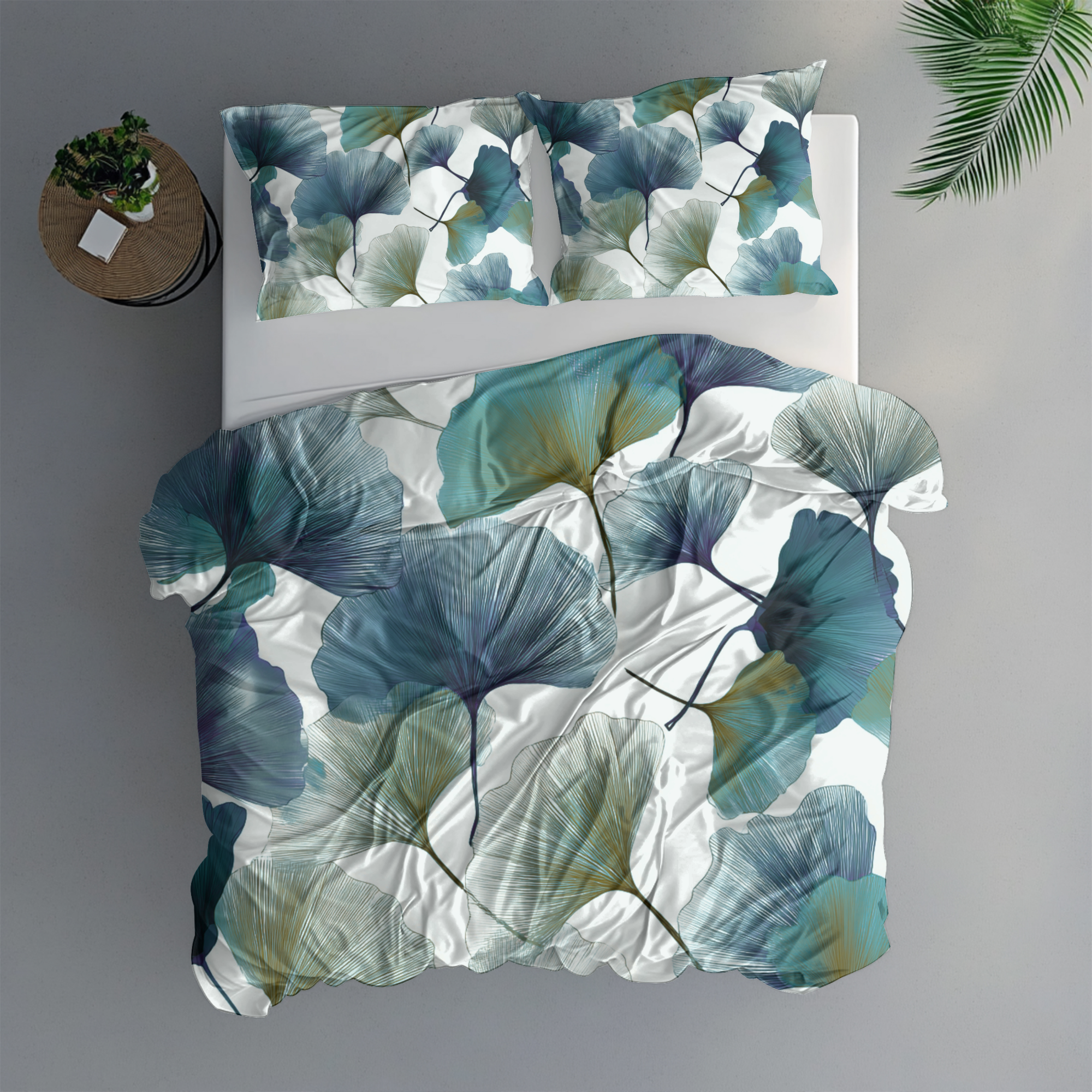 Floral Duvet, Pillow Cover | White Teal Bedroom Decor