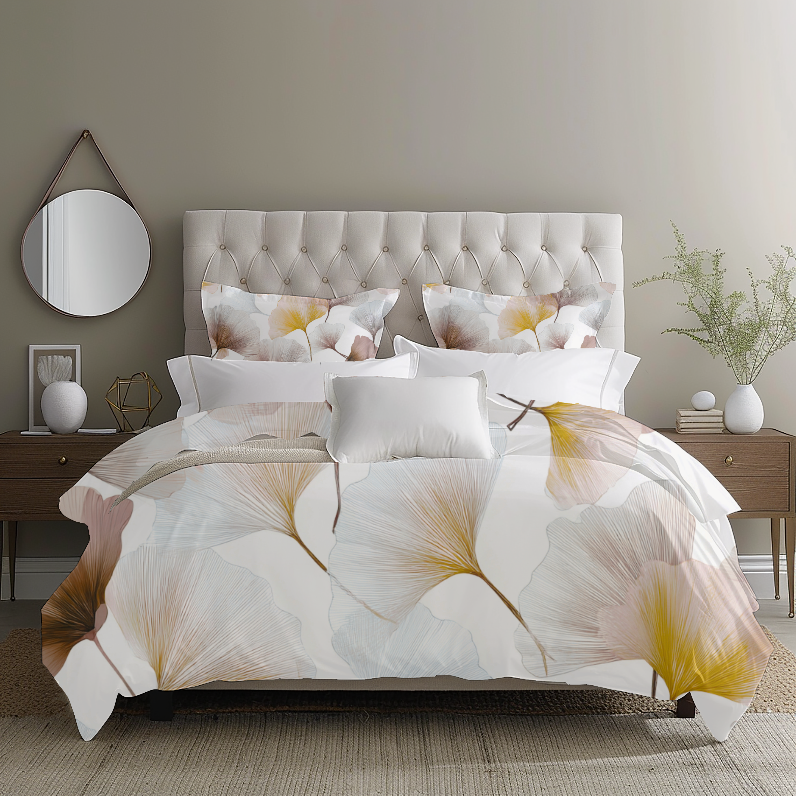 Floral Duvet, Pillow Cover | White Yellow Bedroom Decor