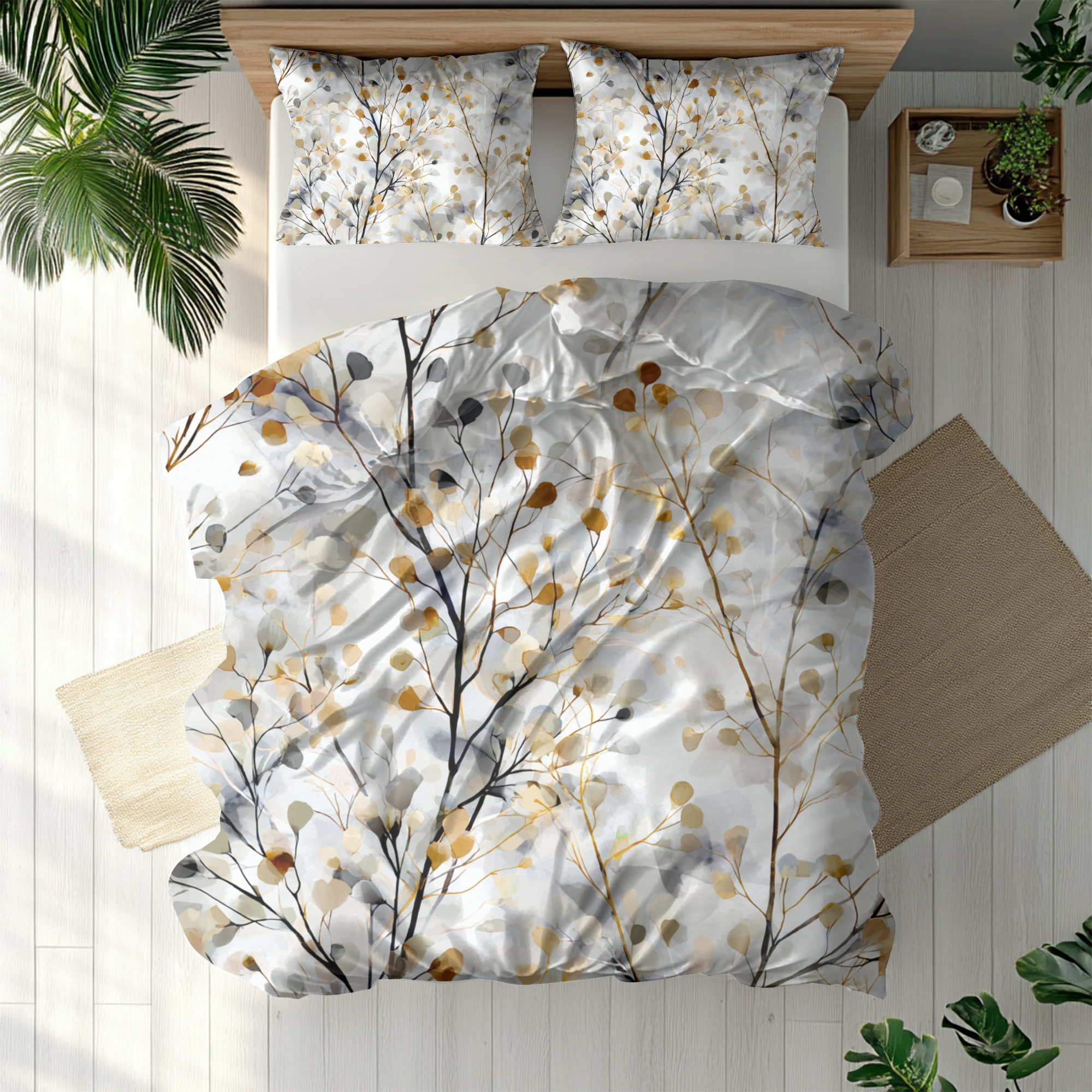 Floral Duvet, Pillow Cover | White Beige Bedroom Decor
