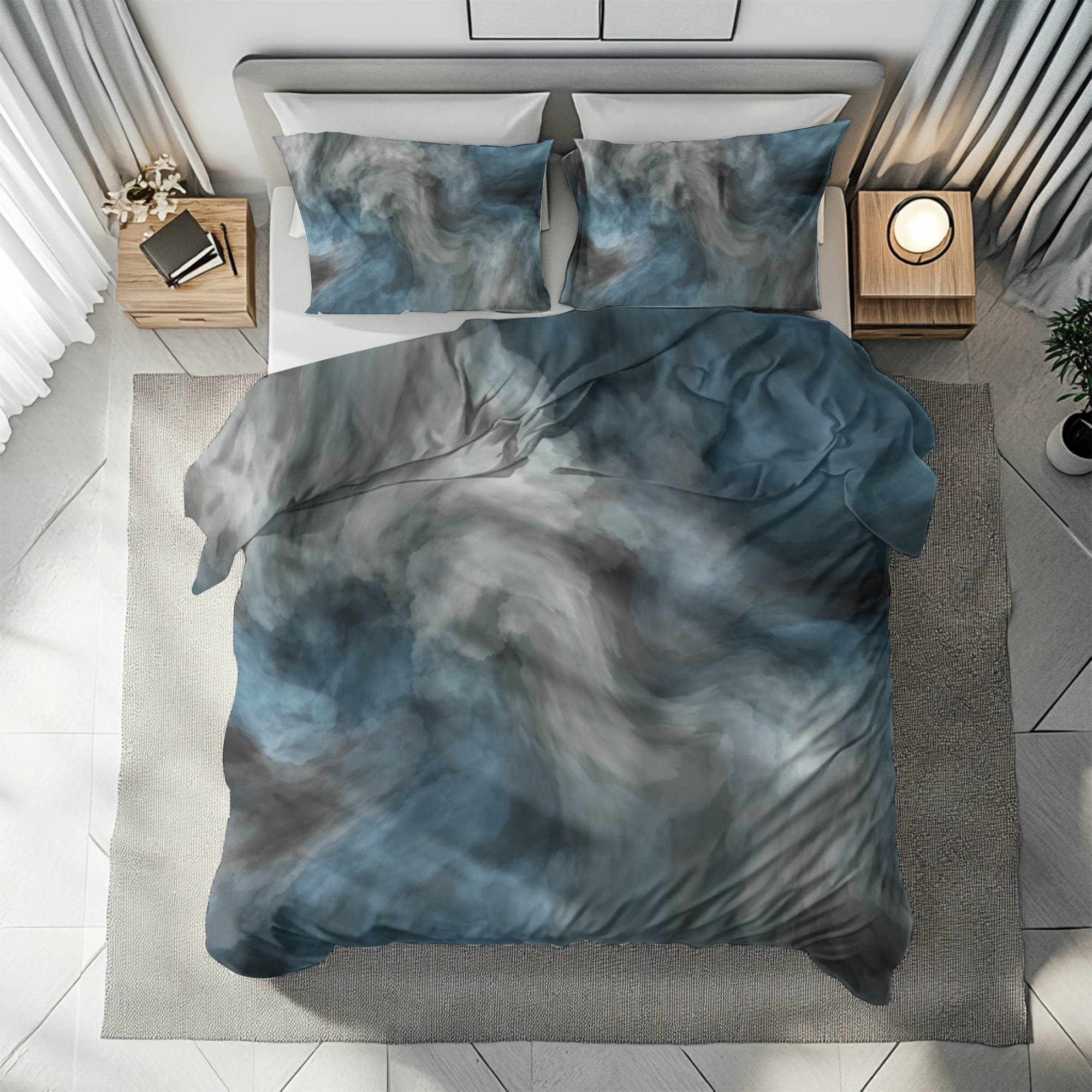 Abstract Duvet, Pillow Cover | Blue Grey Bedroom Decor