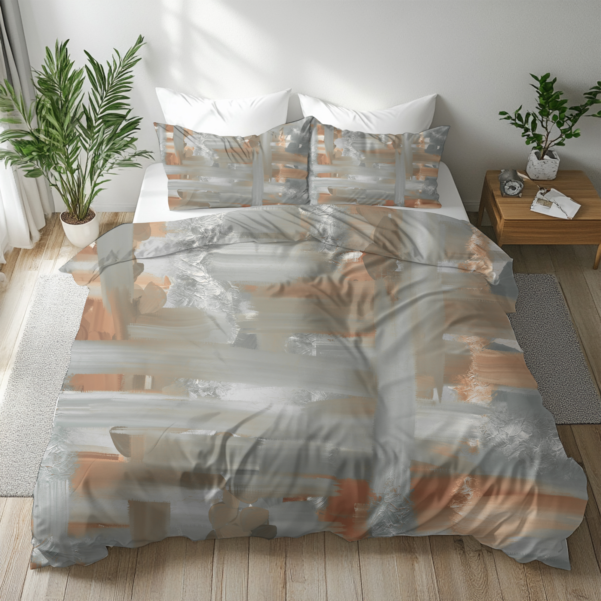 Abstract Duvet, Pillow Cover | Grey Beige Bedroom Decor