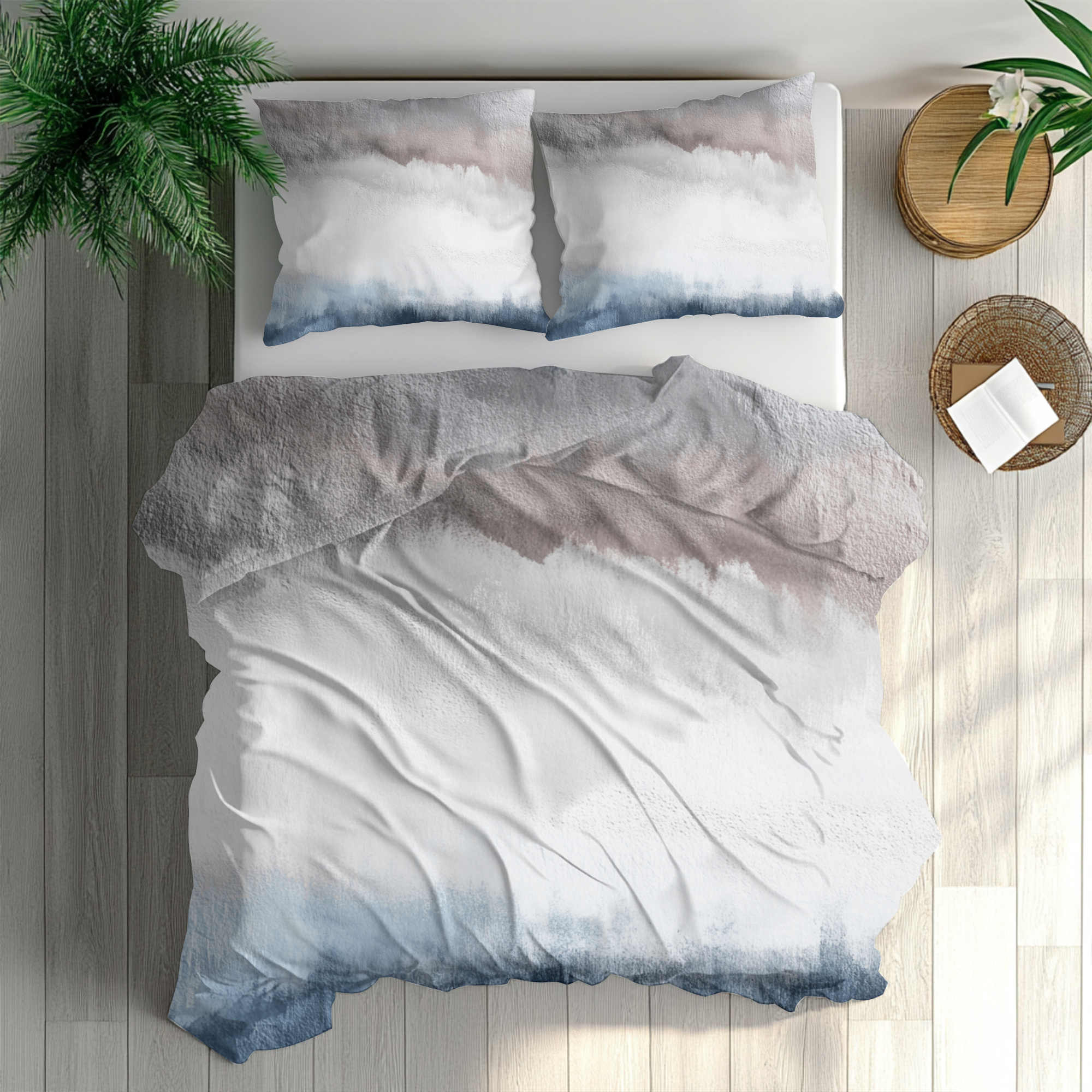 Ombre Duvet, Pillow Cover | White Grey Blue Bedroom Decor