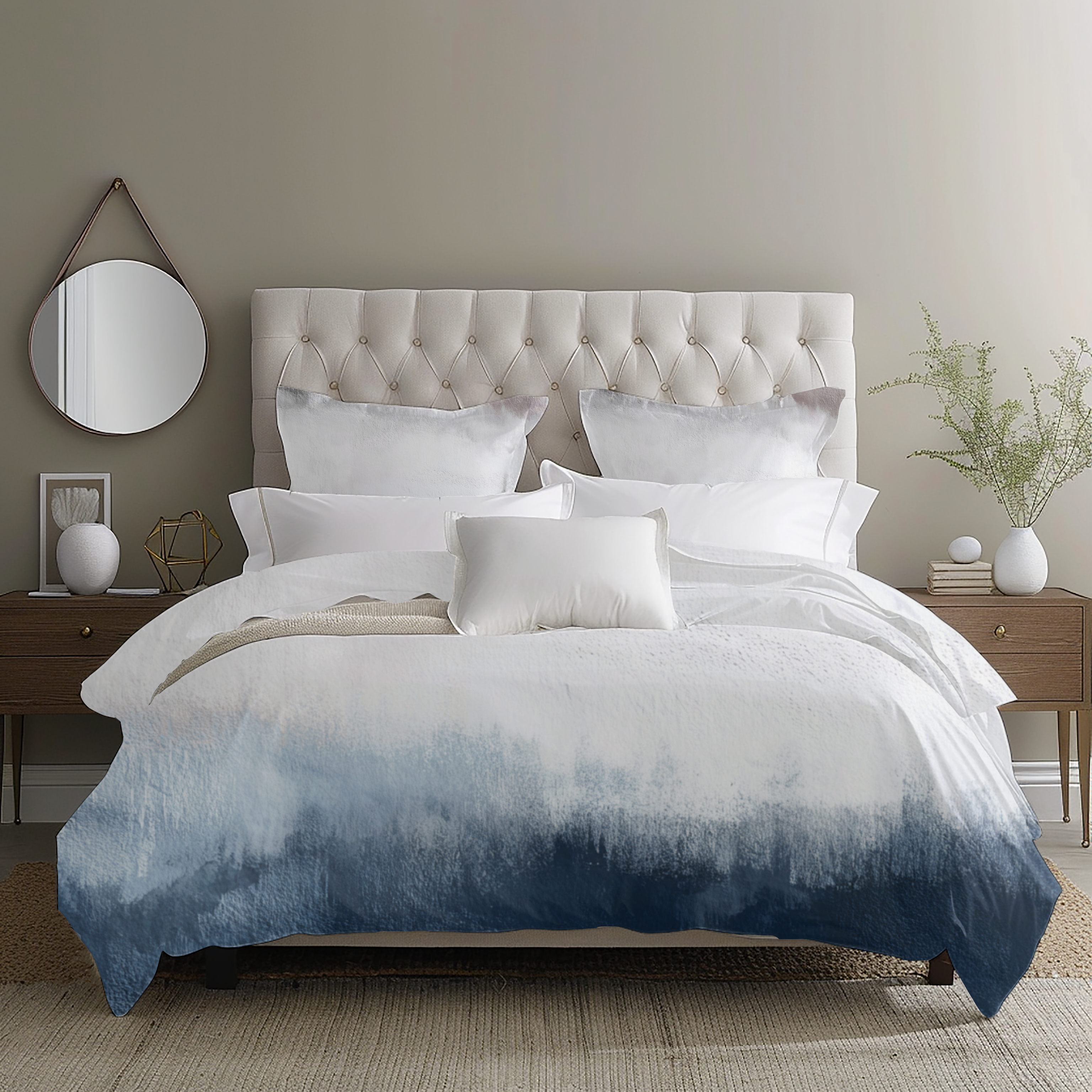 Ombre Duvet, Pillow Cover | White Grey Blue Bedroom Decor